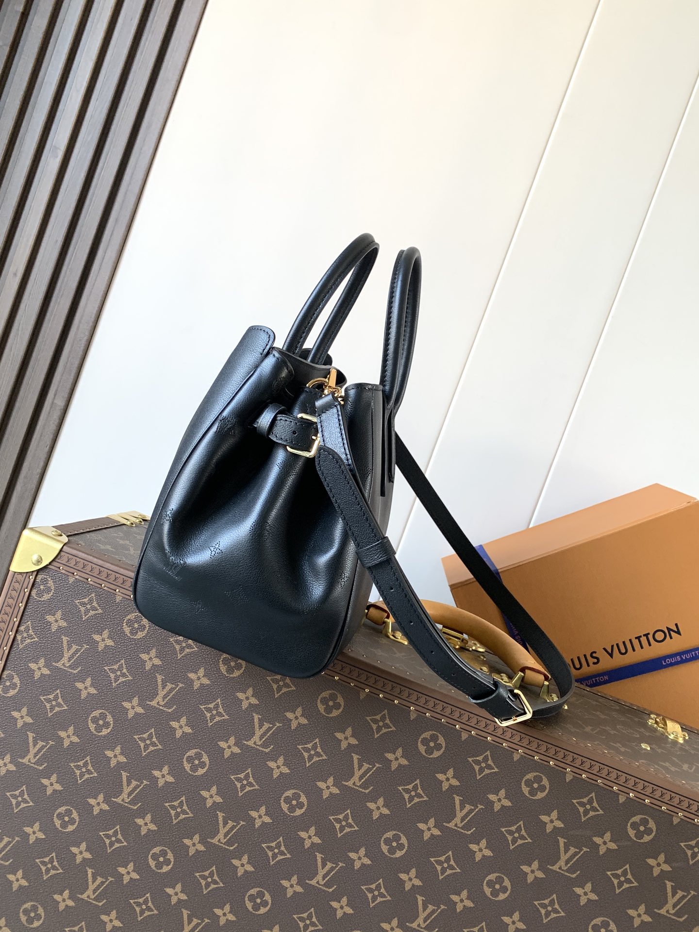 Louis Vuitton Basic Bag Cow Leather Black M-s