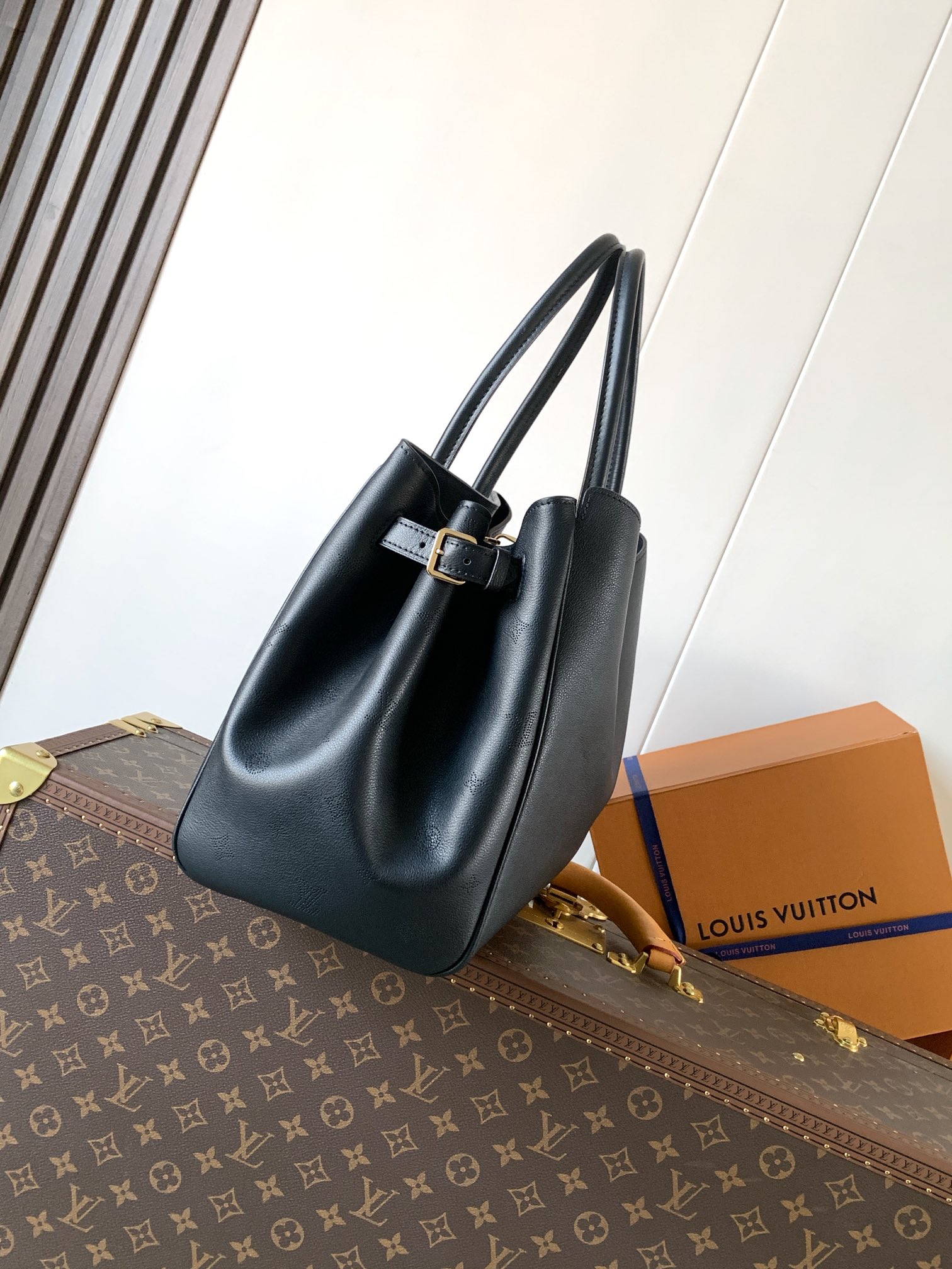 Louis Vuitton Basic Bag Cow Leather Black M-s