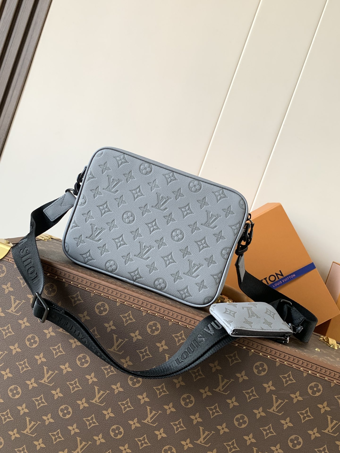 Louis Vuitton Messenger Bag Cow Leather Gray M-s