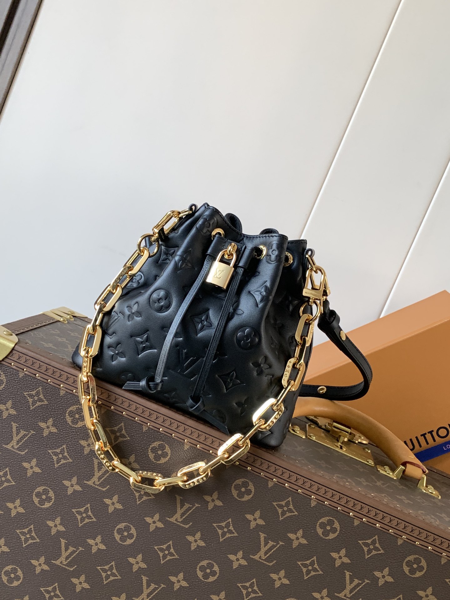 Louis Vuitton Basic Bag Cow Leather Black M-l-s