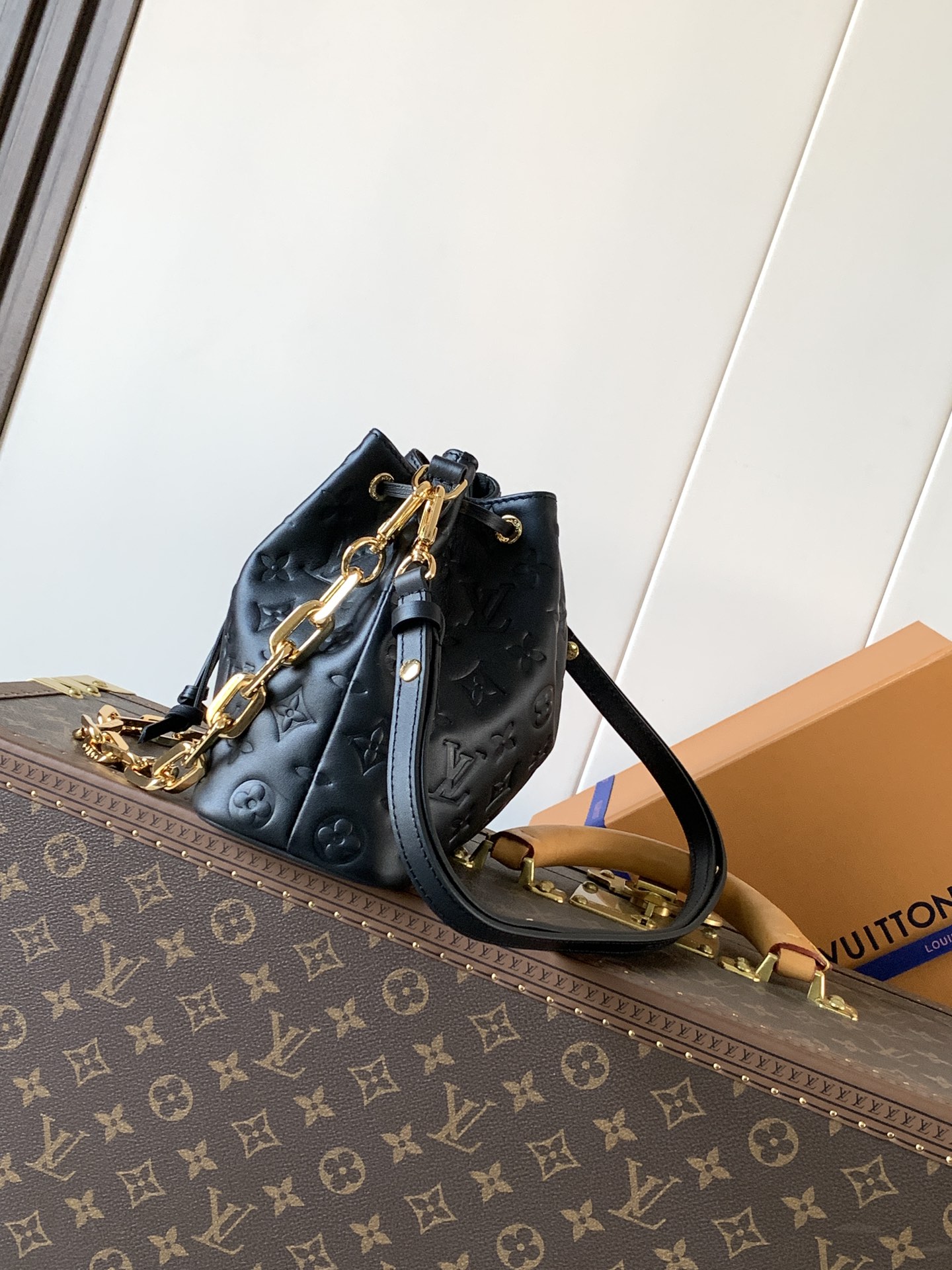 Louis Vuitton Basic Bag Cow Leather Black M-l-s
