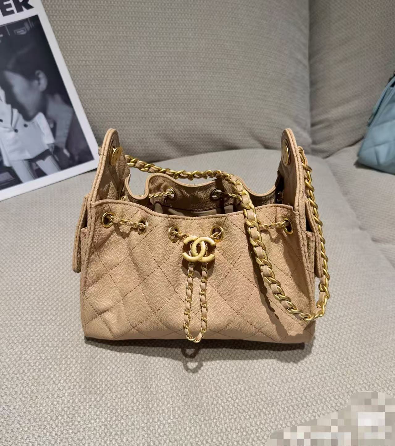 Chanel Bucket Bag Cow Leather 14cm-22cm-26cm-m-l