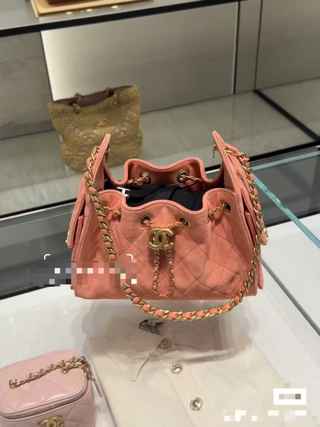 Chanel Bucket Bag Pink 14cm-22cm-26cm-m-l