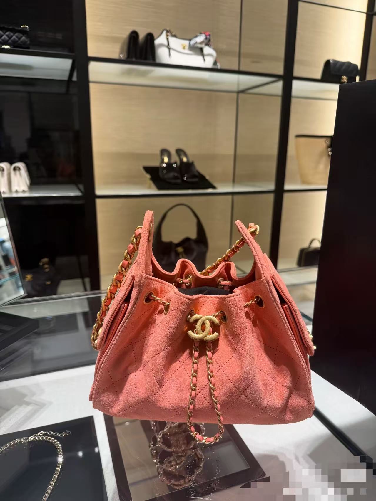 Chanel Bucket Bag Pink 14cm-22cm-26cm-m-l