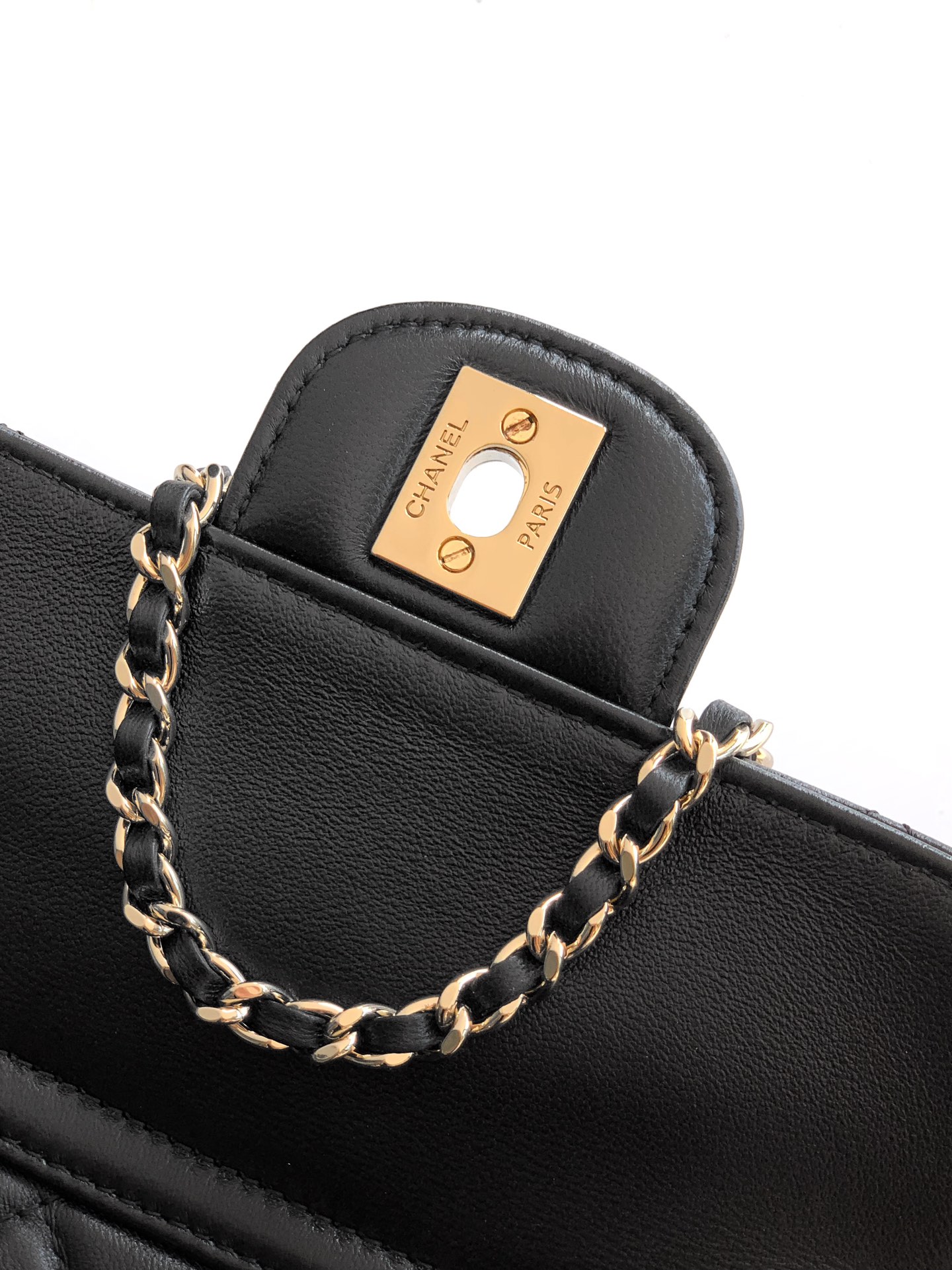 Chanel Clutch Bag Sheepskin Black M-l