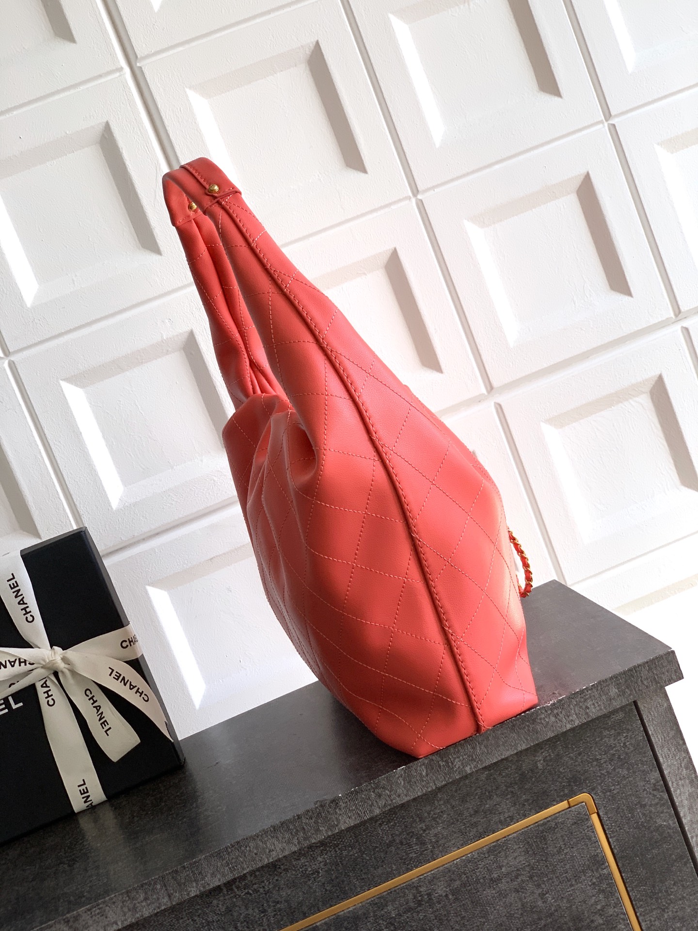 Chanel Male Basic Bag Cow Leather Red 12cm-l-s