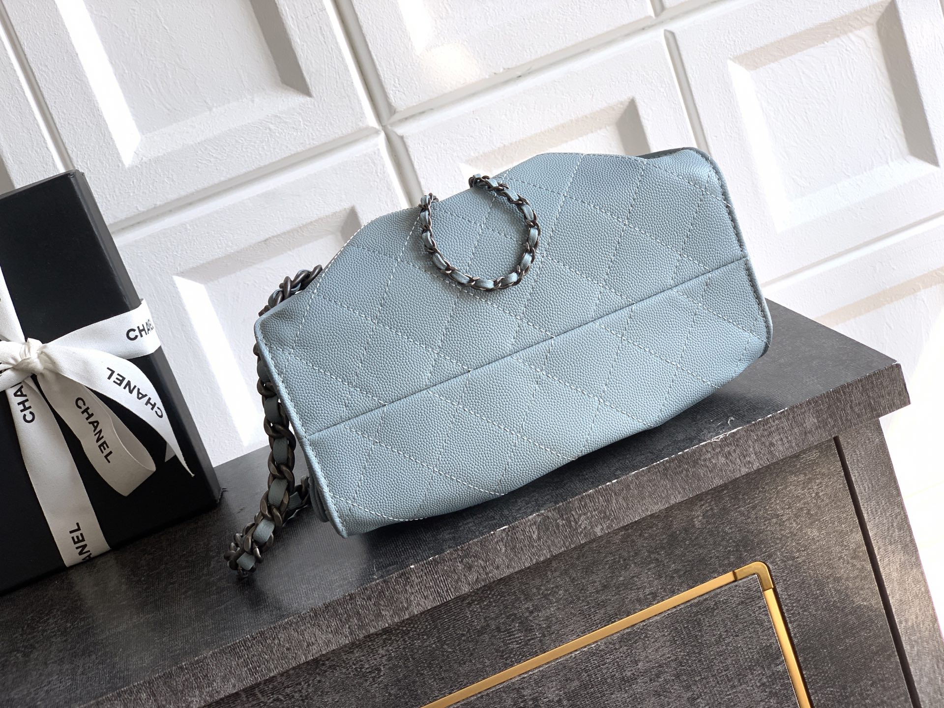 Chanel Bucket Bag Blue 14cm-m-l