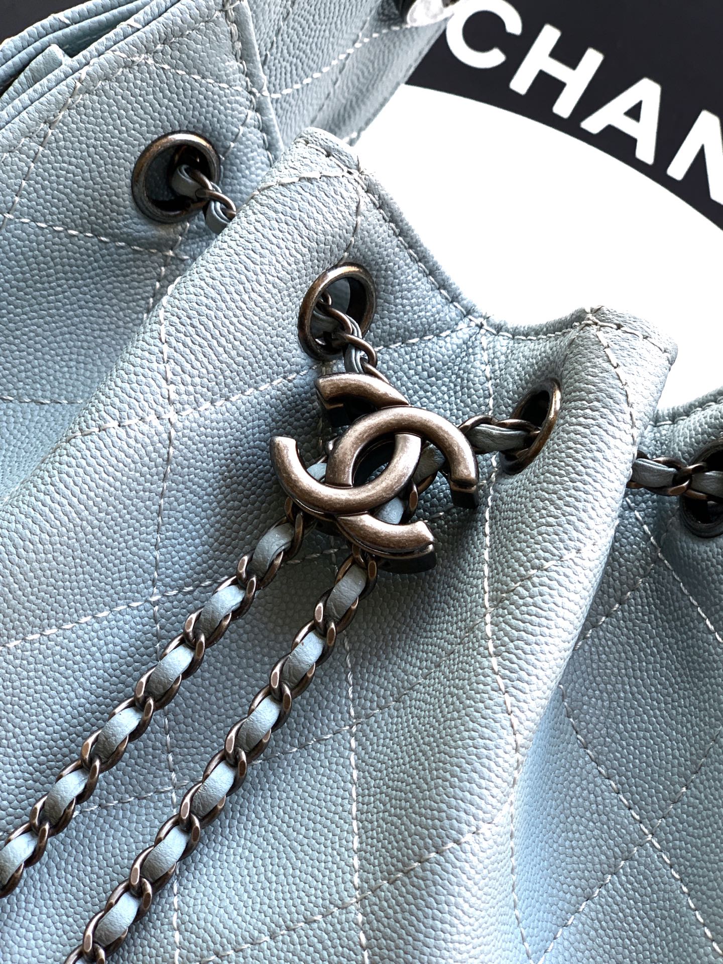 Chanel Bucket Bag Blue 14cm-m-l