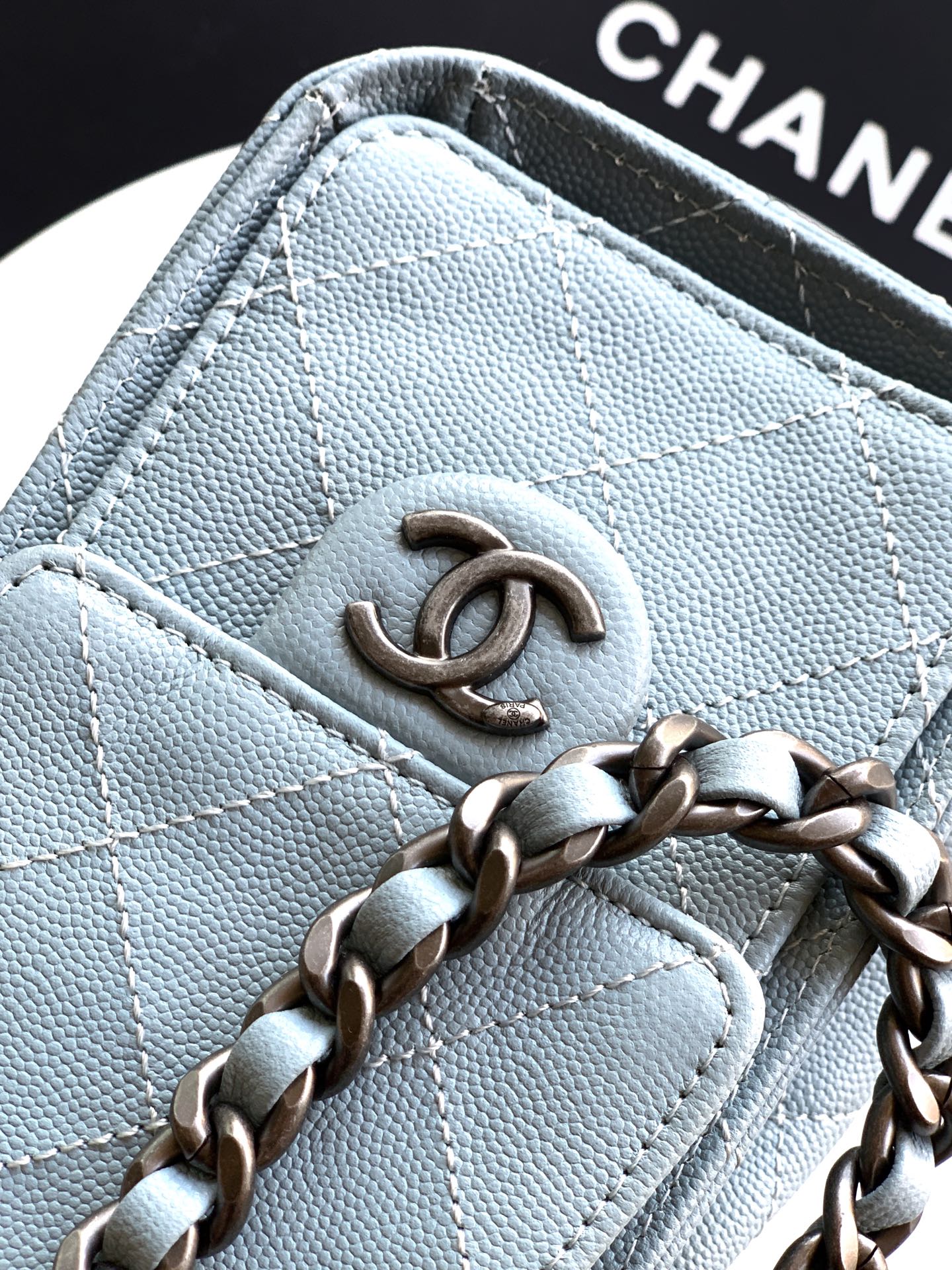 Chanel Bucket Bag Blue 14cm-m-l