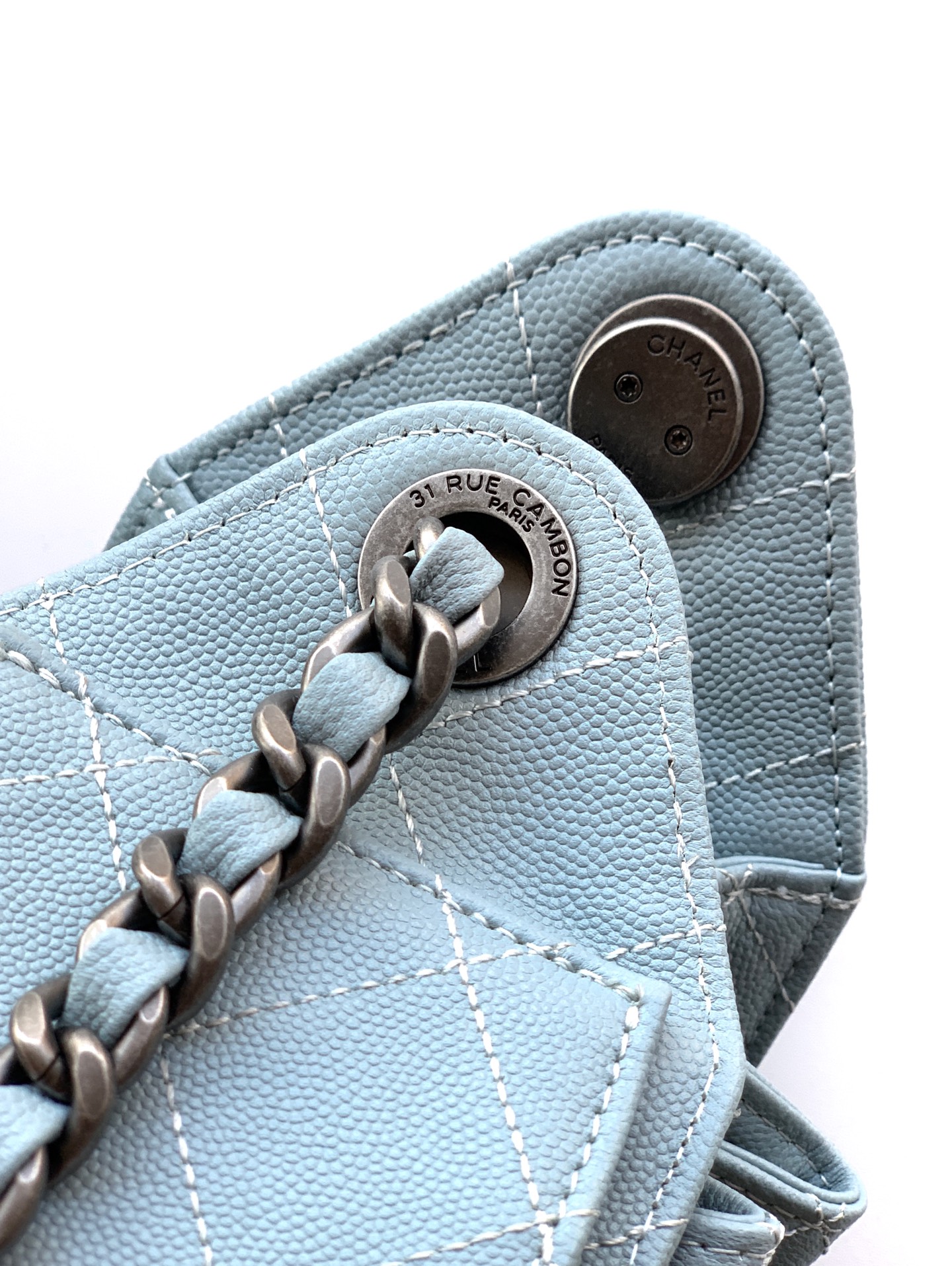 Chanel Bucket Bag Blue 14cm-m-l