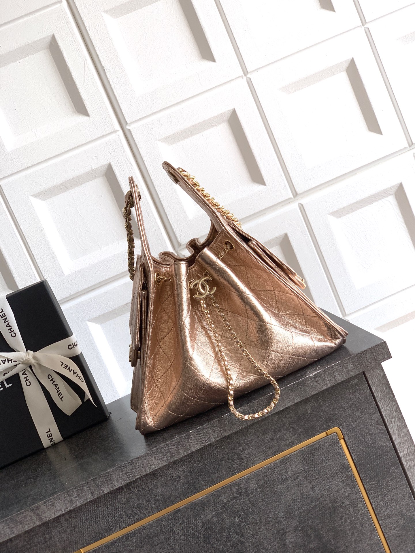 Chanel Bucket Bag Gold 14cm-m-l