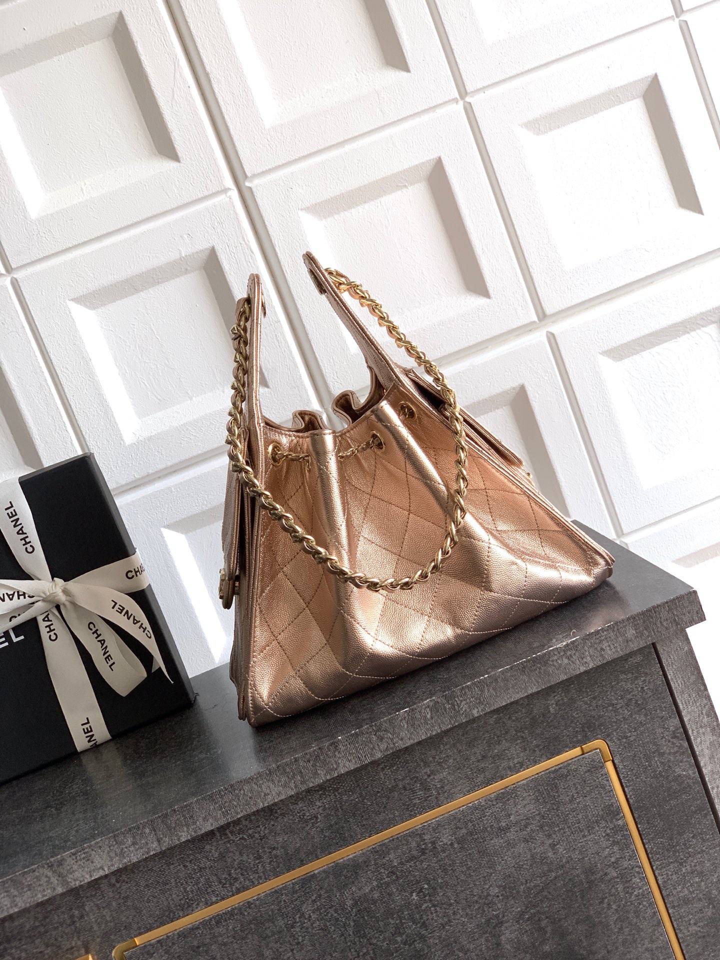 Chanel Bucket Bag Gold 14cm-m-l