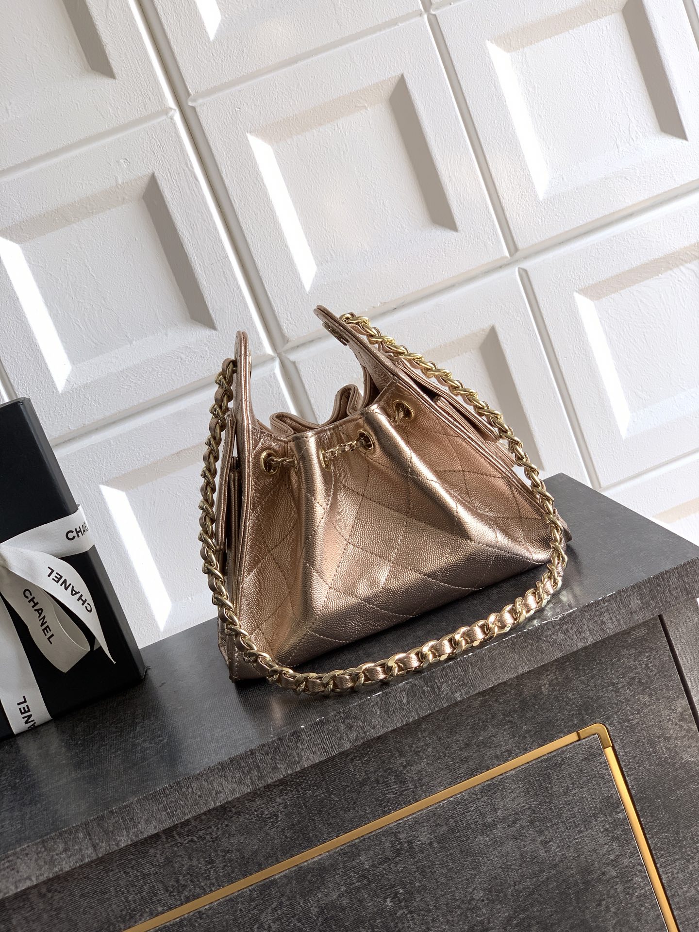 Chanel Bucket Bag Gold 14cm-m-l