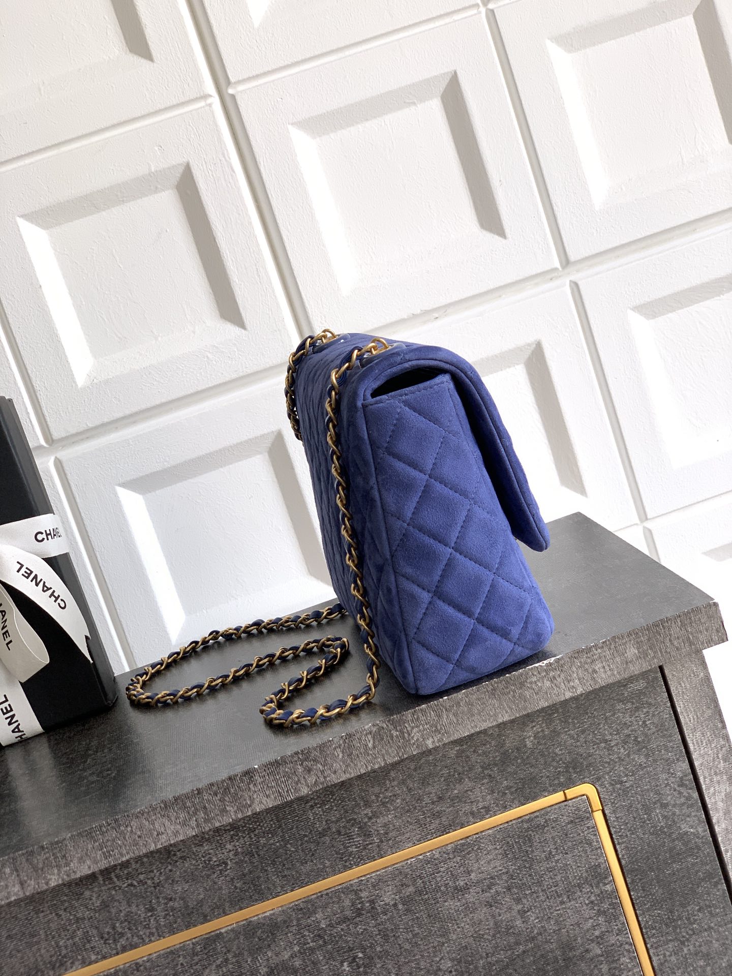 Chanel Female Basic Bag Cow Leather Blue M-l