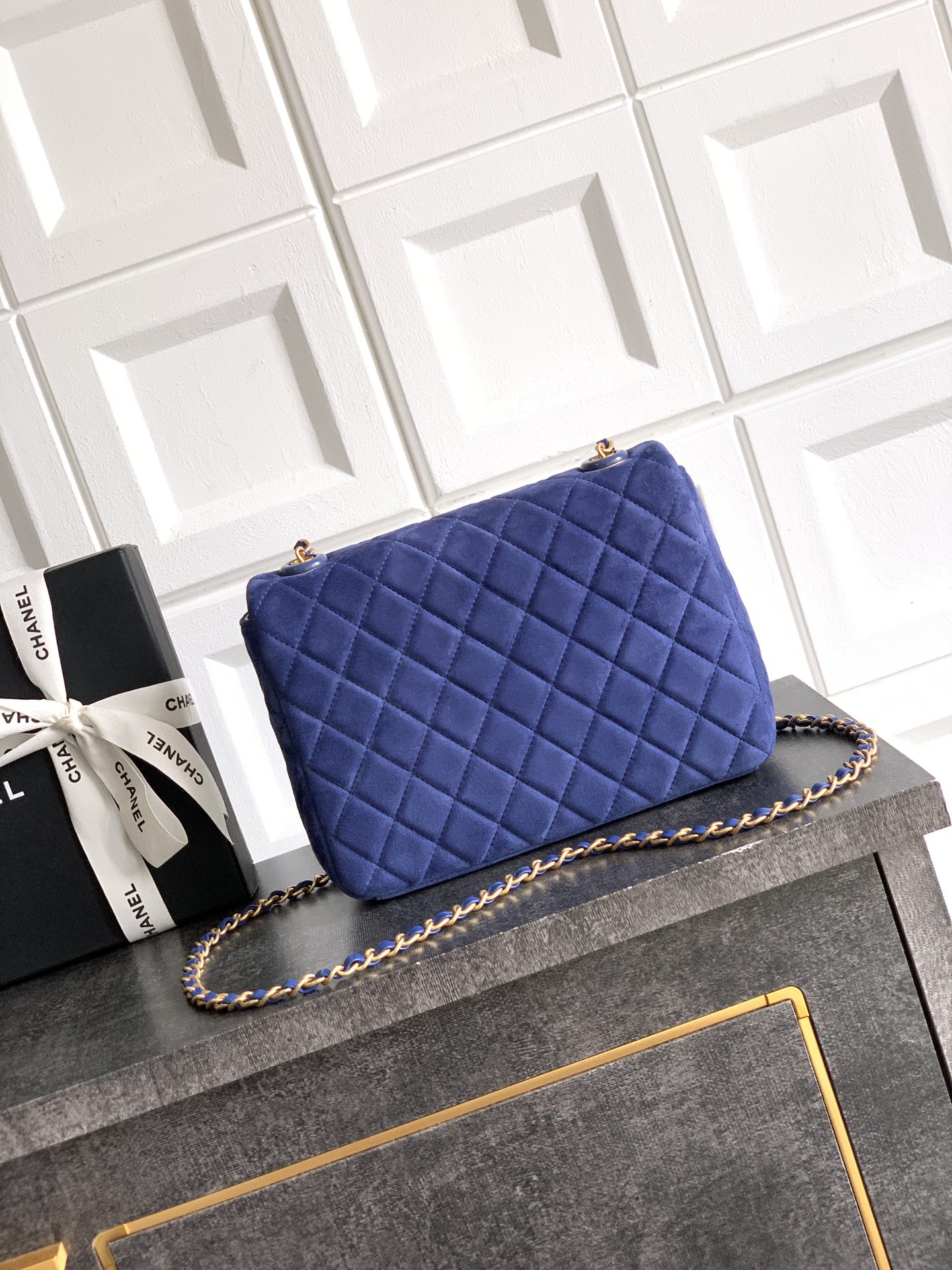 Chanel Female Basic Bag Cow Leather Blue M-l
