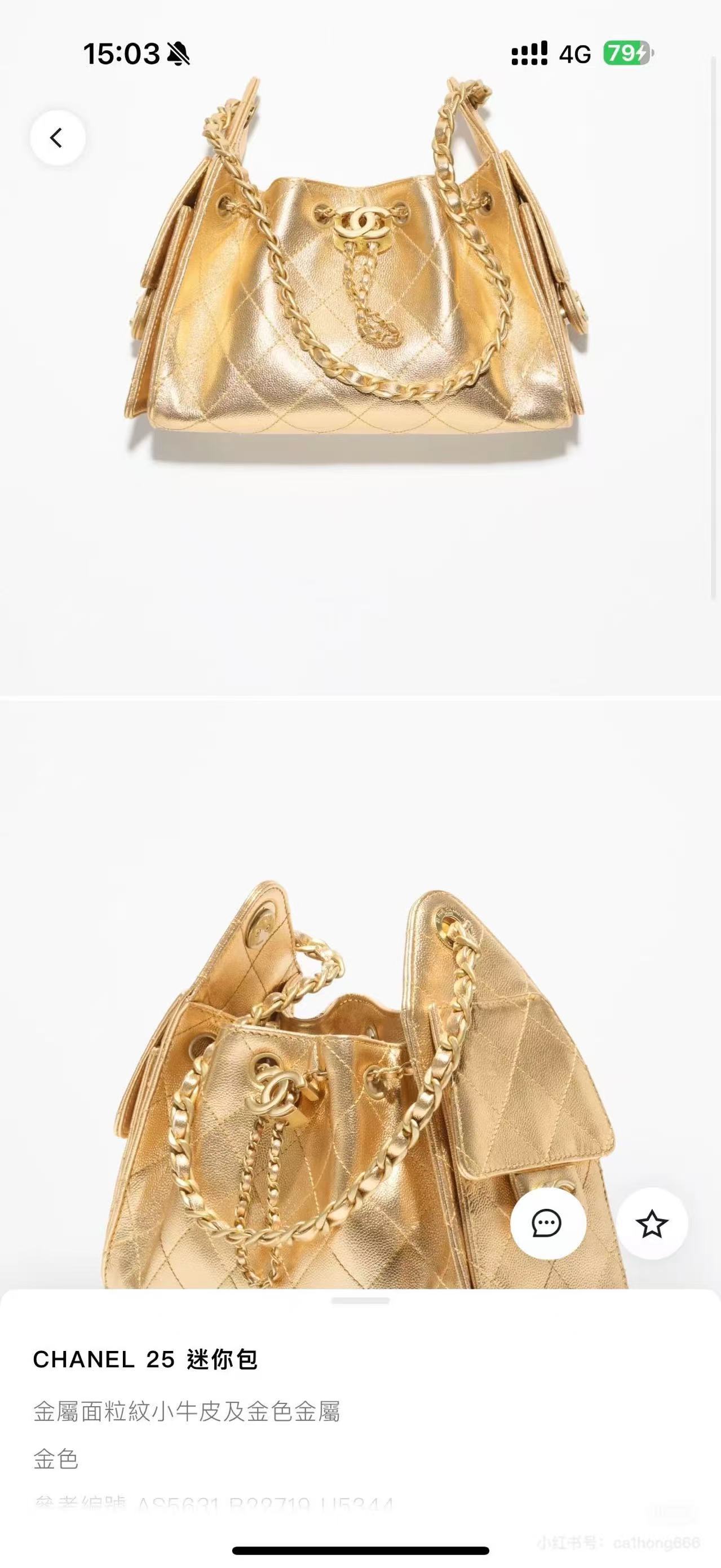 Chanel Bucket Bag Gold 14cm-m-l