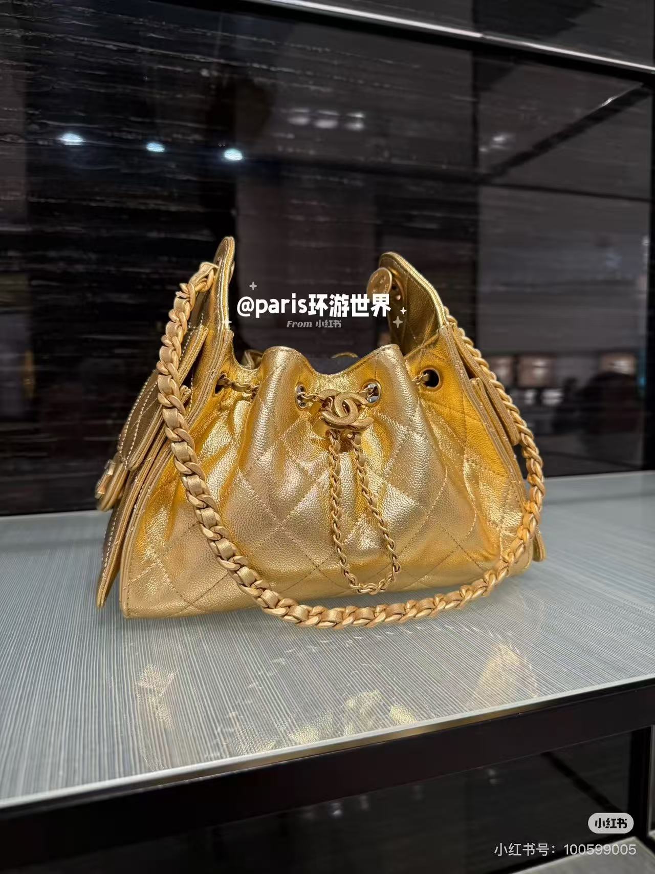 Chanel Bucket Bag Gold 14cm-m-l