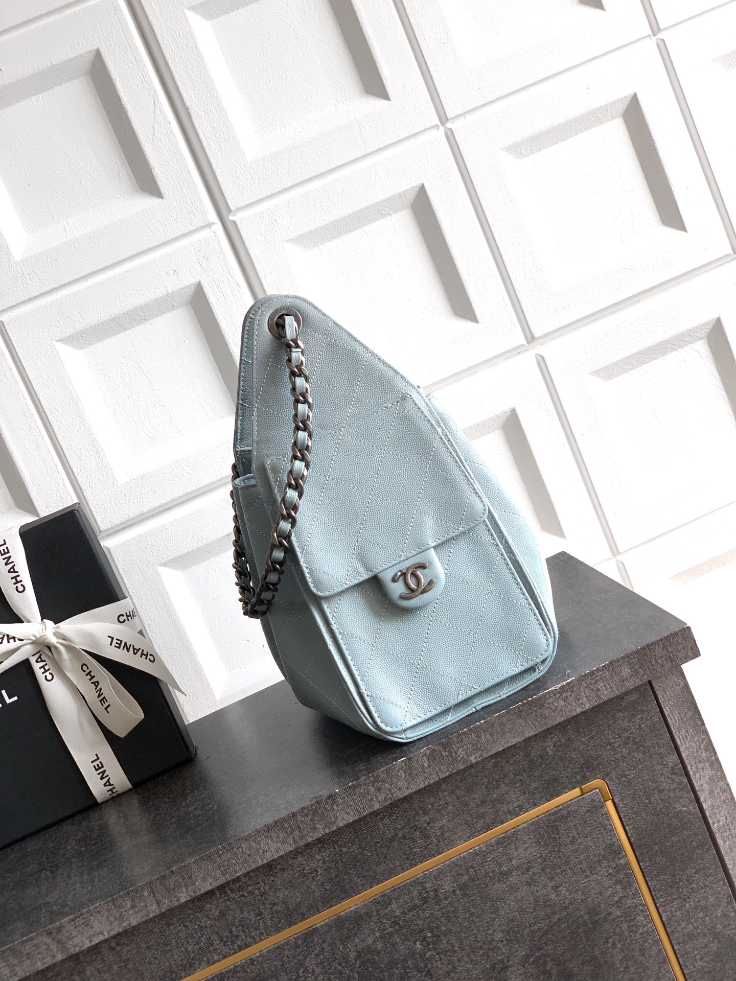 Chanel Bucket Bag Blue 14cm-m-l