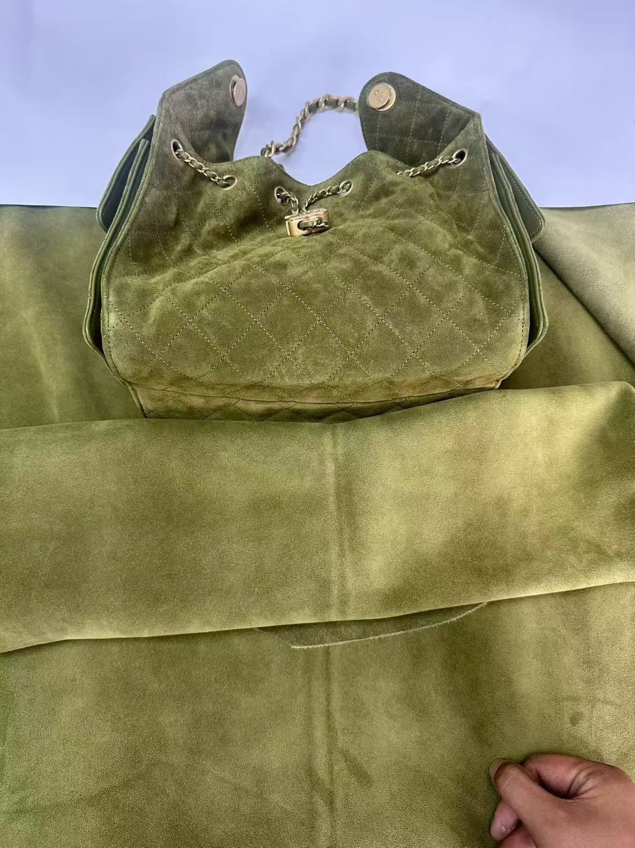 Chanel Bucket Bag Green 14cm-m-l