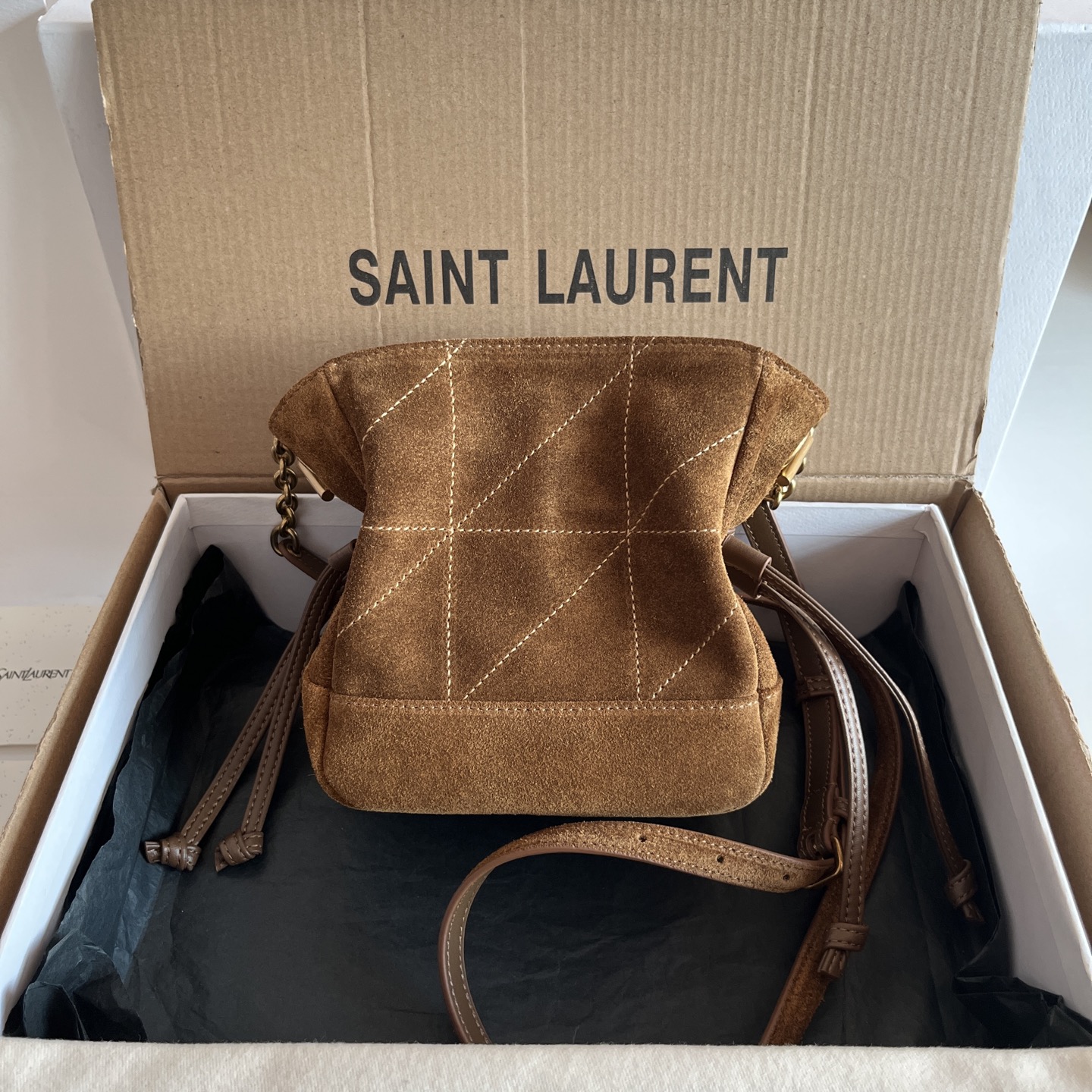 Ysl Tote Bag Brown M-l-s