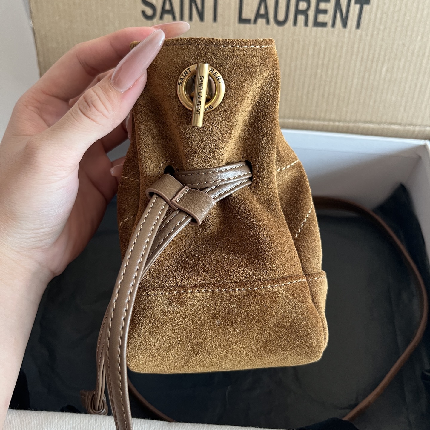Ysl Tote Bag Brown M-l-s