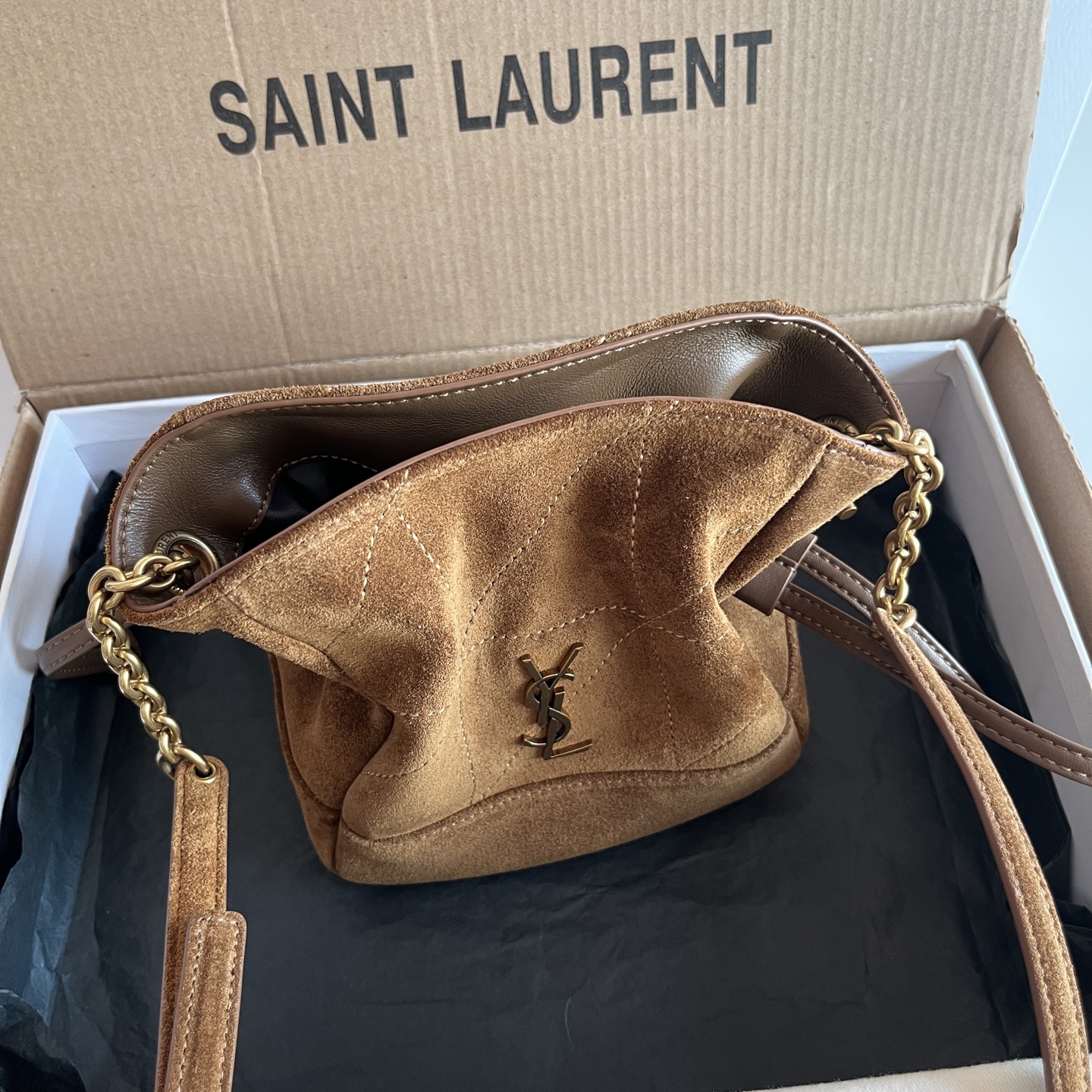 Ysl Tote Bag Brown M-l-s