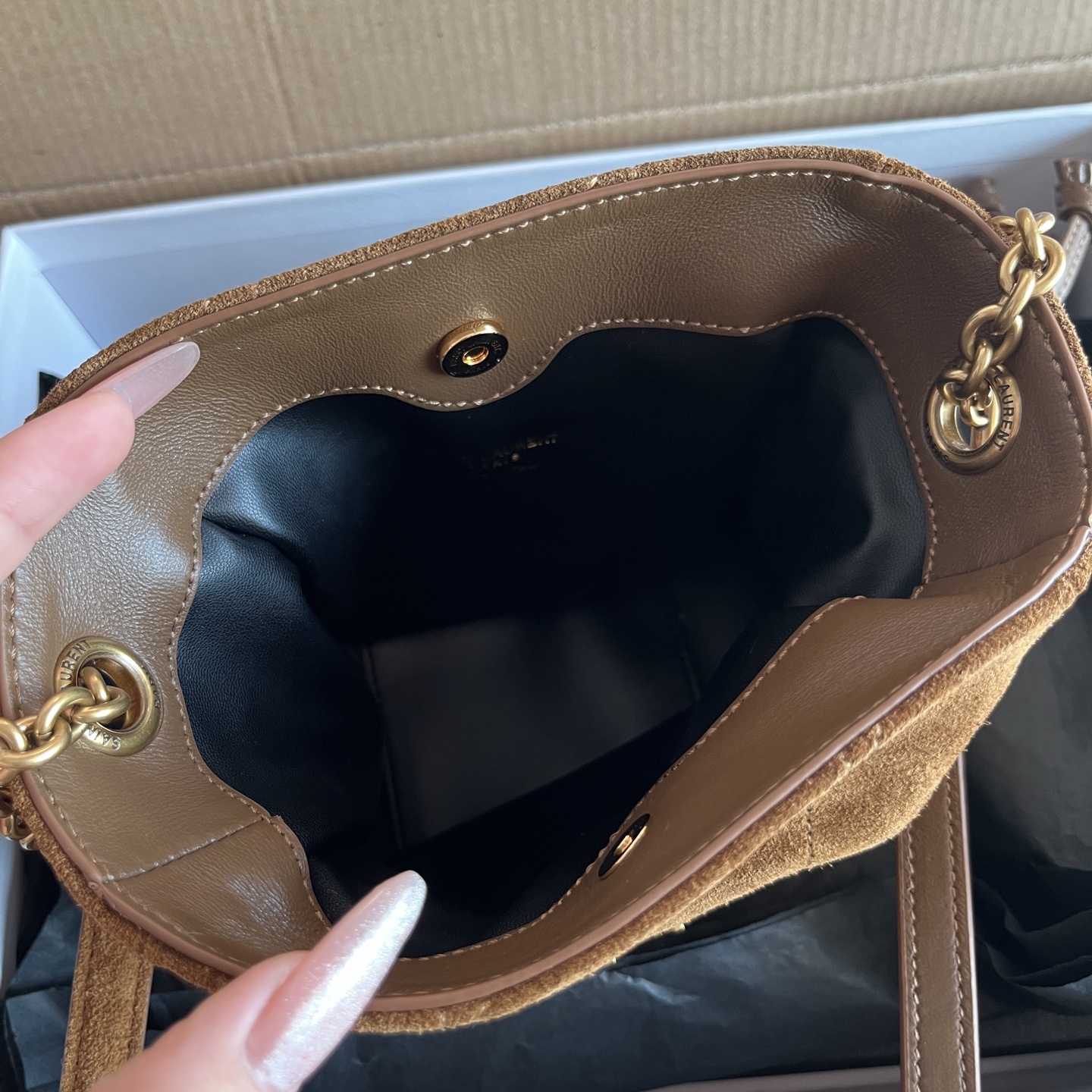 Ysl Tote Bag Brown M-l-s