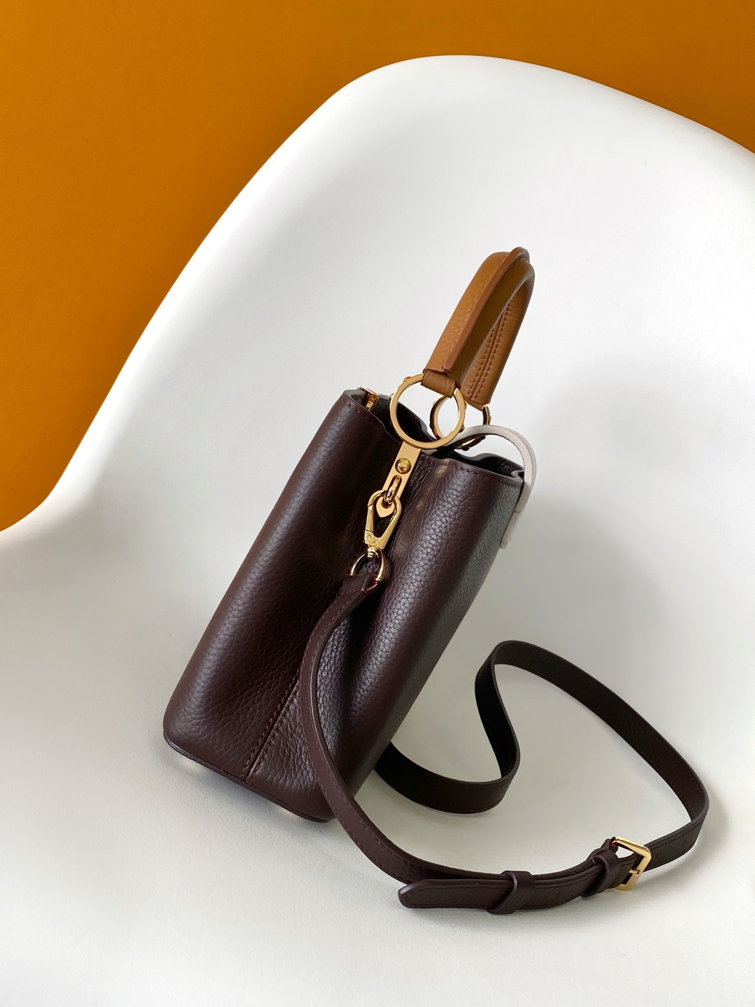 Louis Vuitton Basic Bag Cow Leather Brown M-l-s