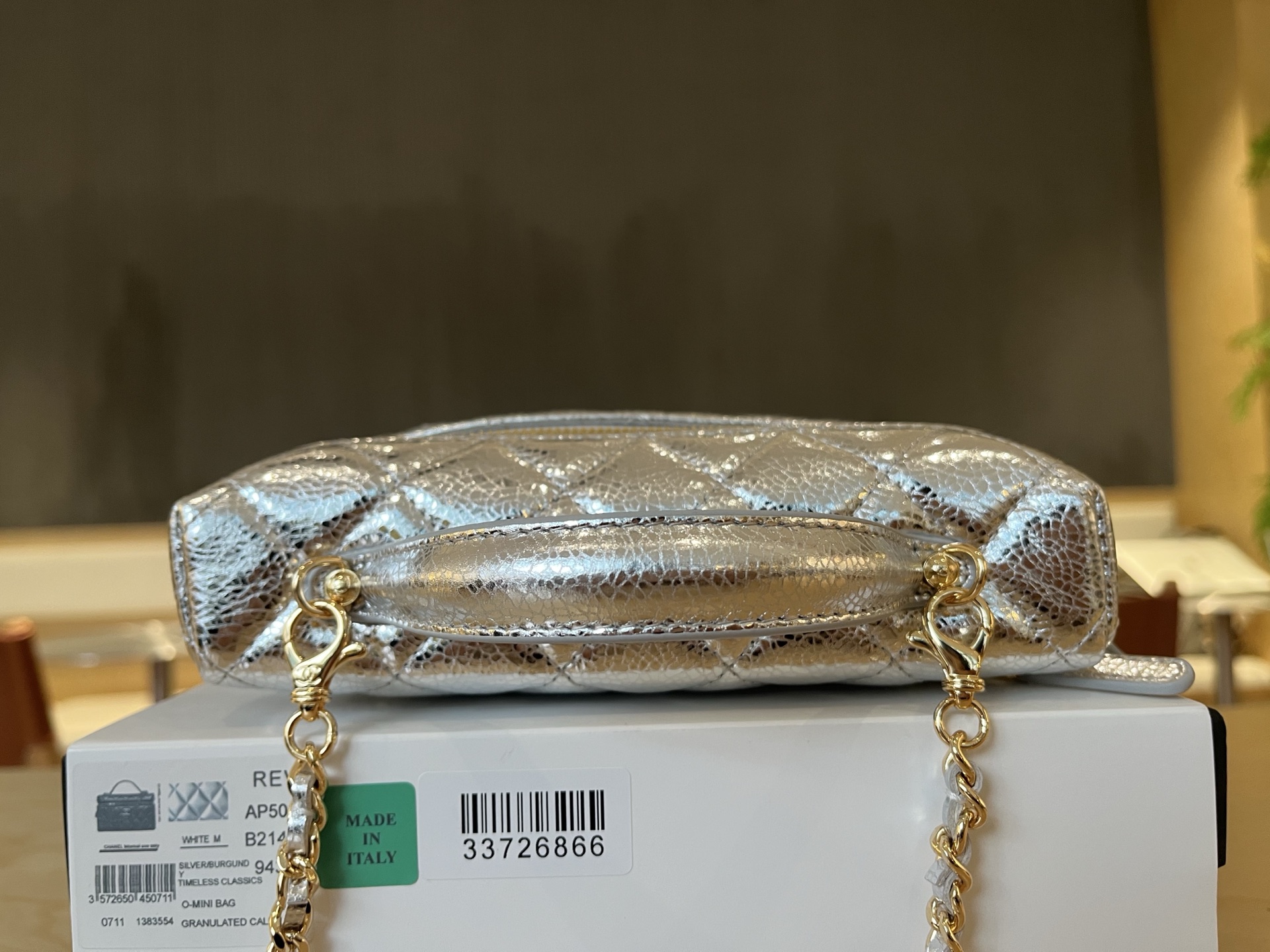 Chanel Basic Bag Cow Leather Silver M-l