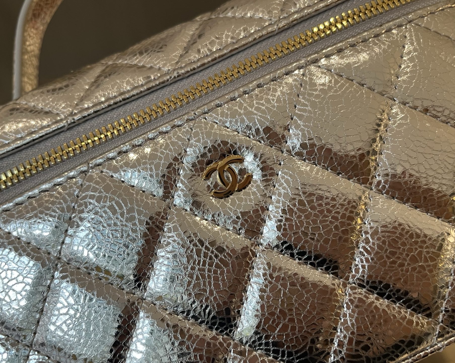 Chanel Basic Bag Cow Leather Silver M-l