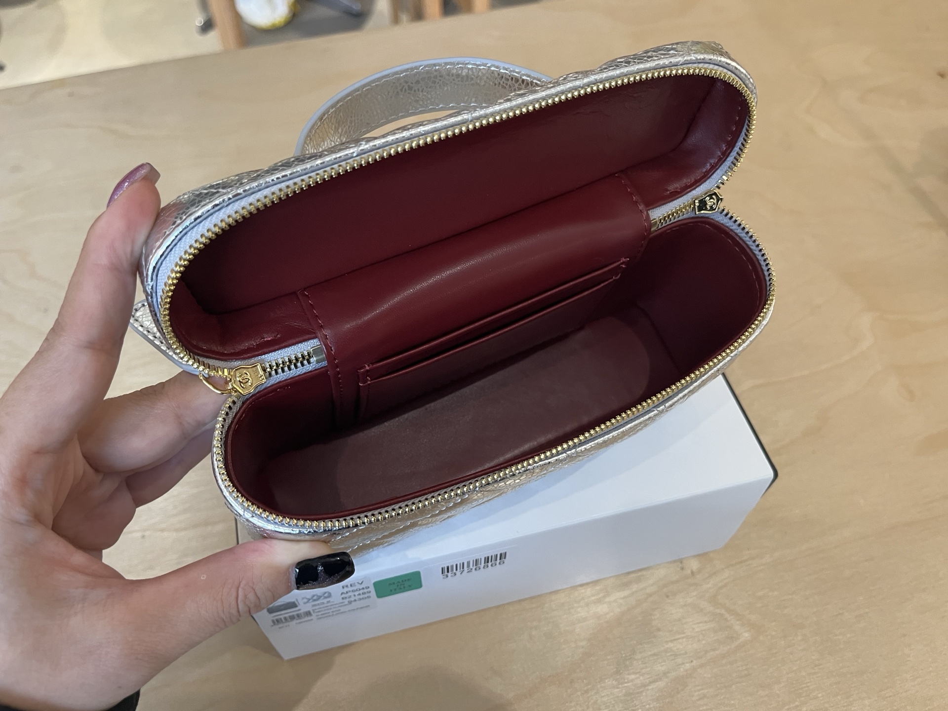 Chanel Basic Bag Cow Leather Silver M-l