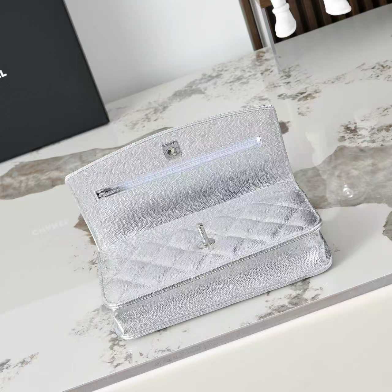 Chanel Basic Bag Cow Leather Silver M-l