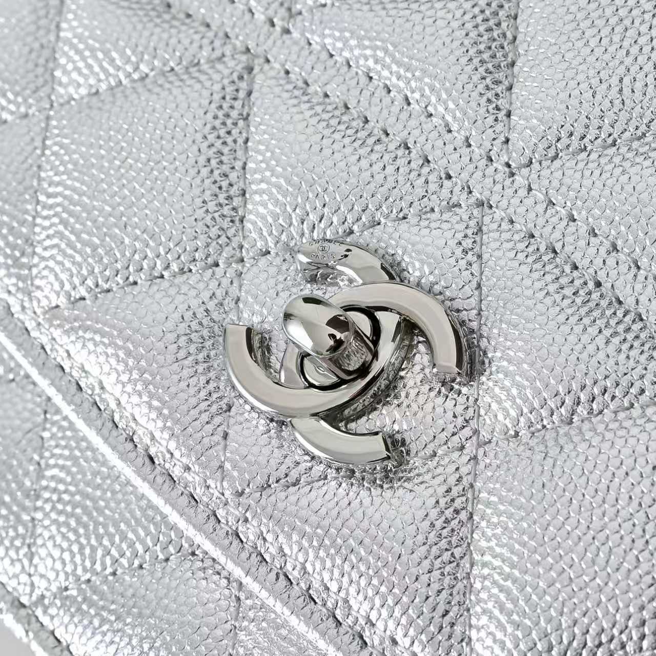 Chanel Basic Bag Cow Leather Silver M-l