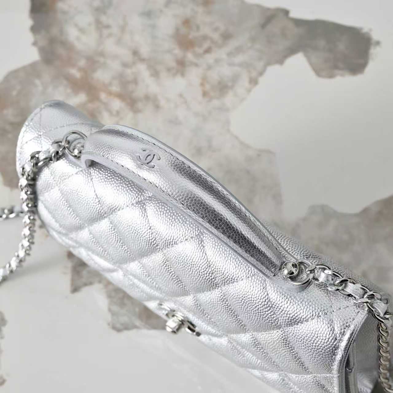 Chanel Basic Bag Cow Leather Silver M-l