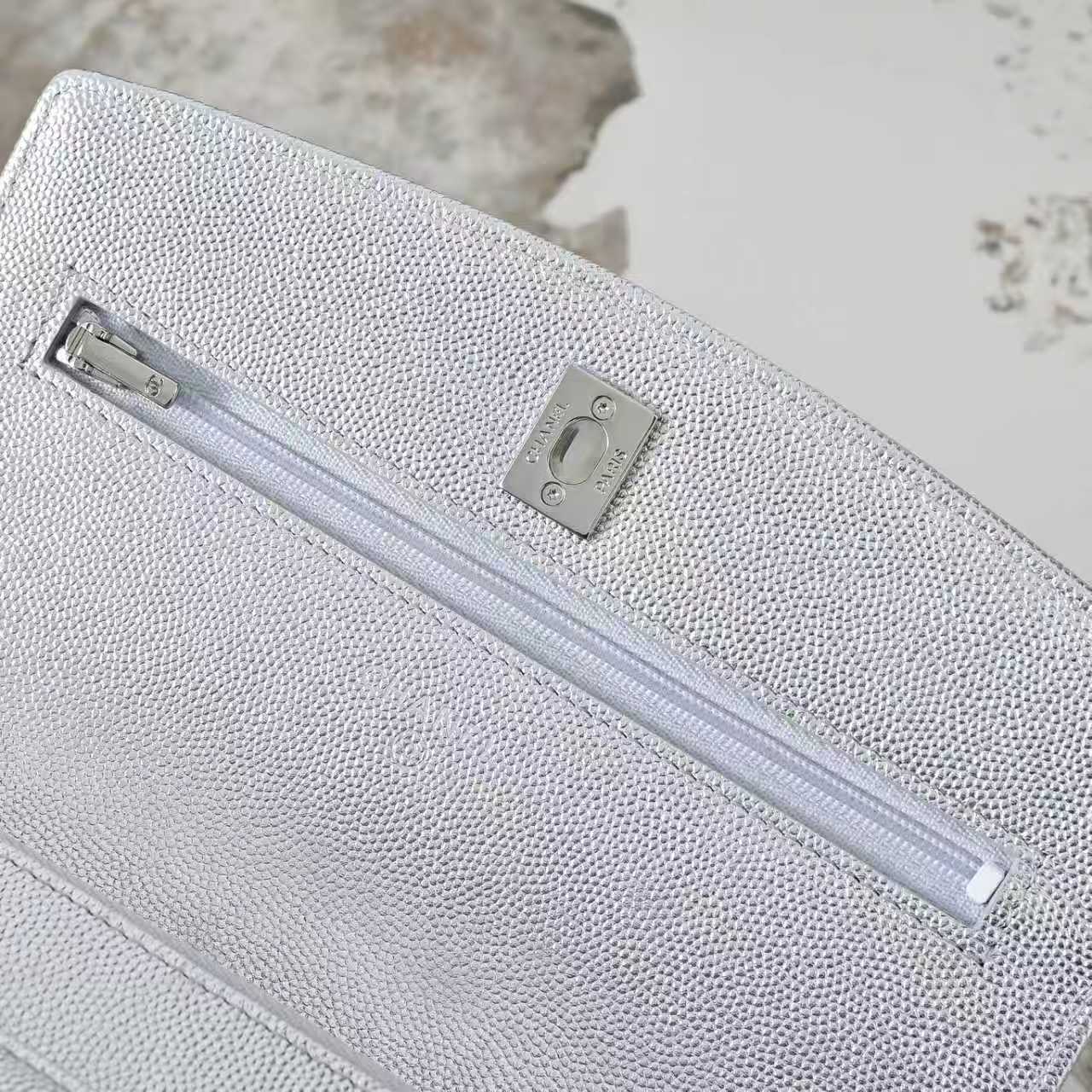 Chanel Basic Bag Cow Leather Silver M-l