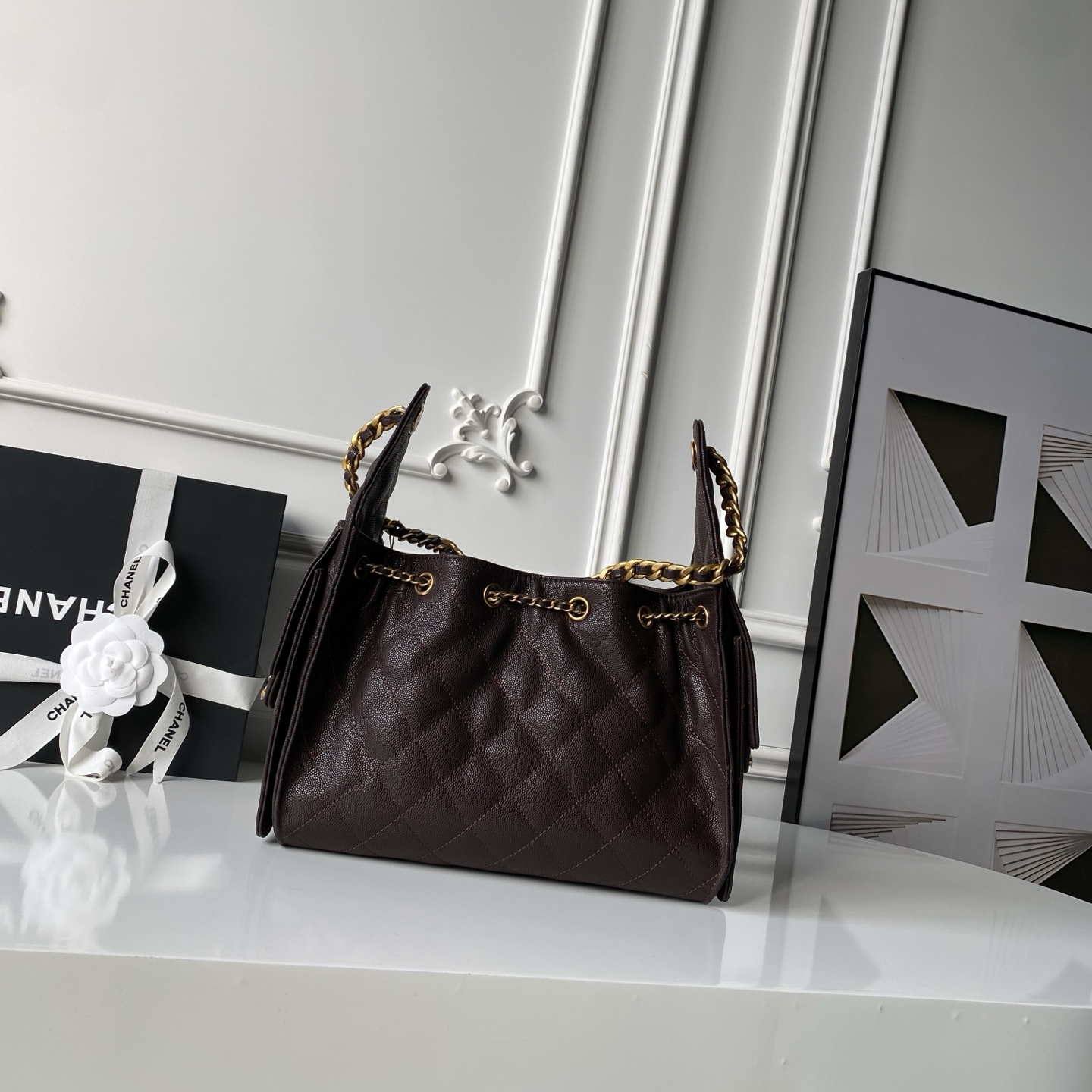 Chanel Basic Bag Gold 14cm-l-s