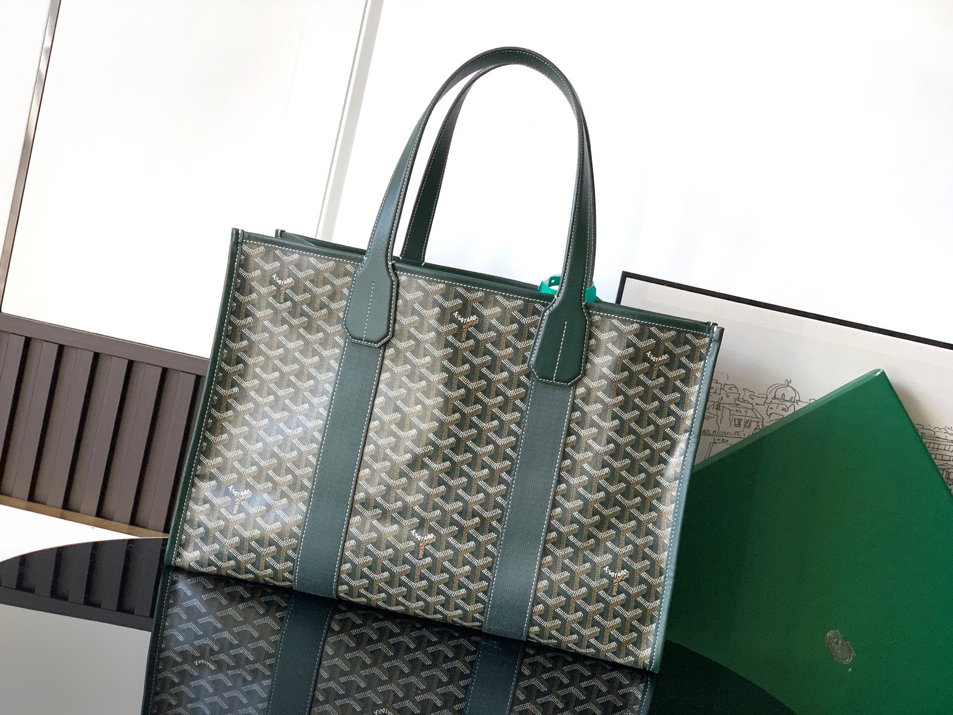 Goyard Tote Bag Canvas Green M-l