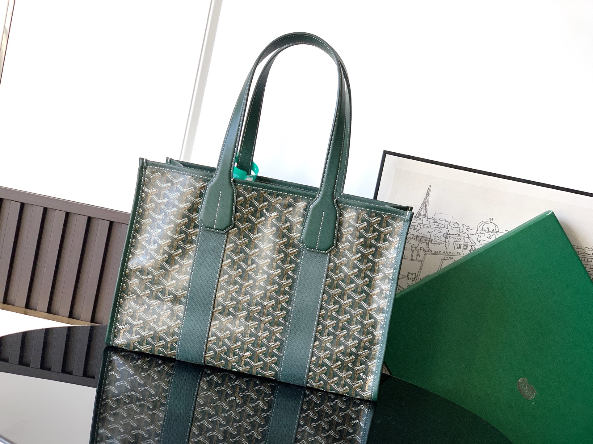 Goyard Tote Bag Canvas Green M-l