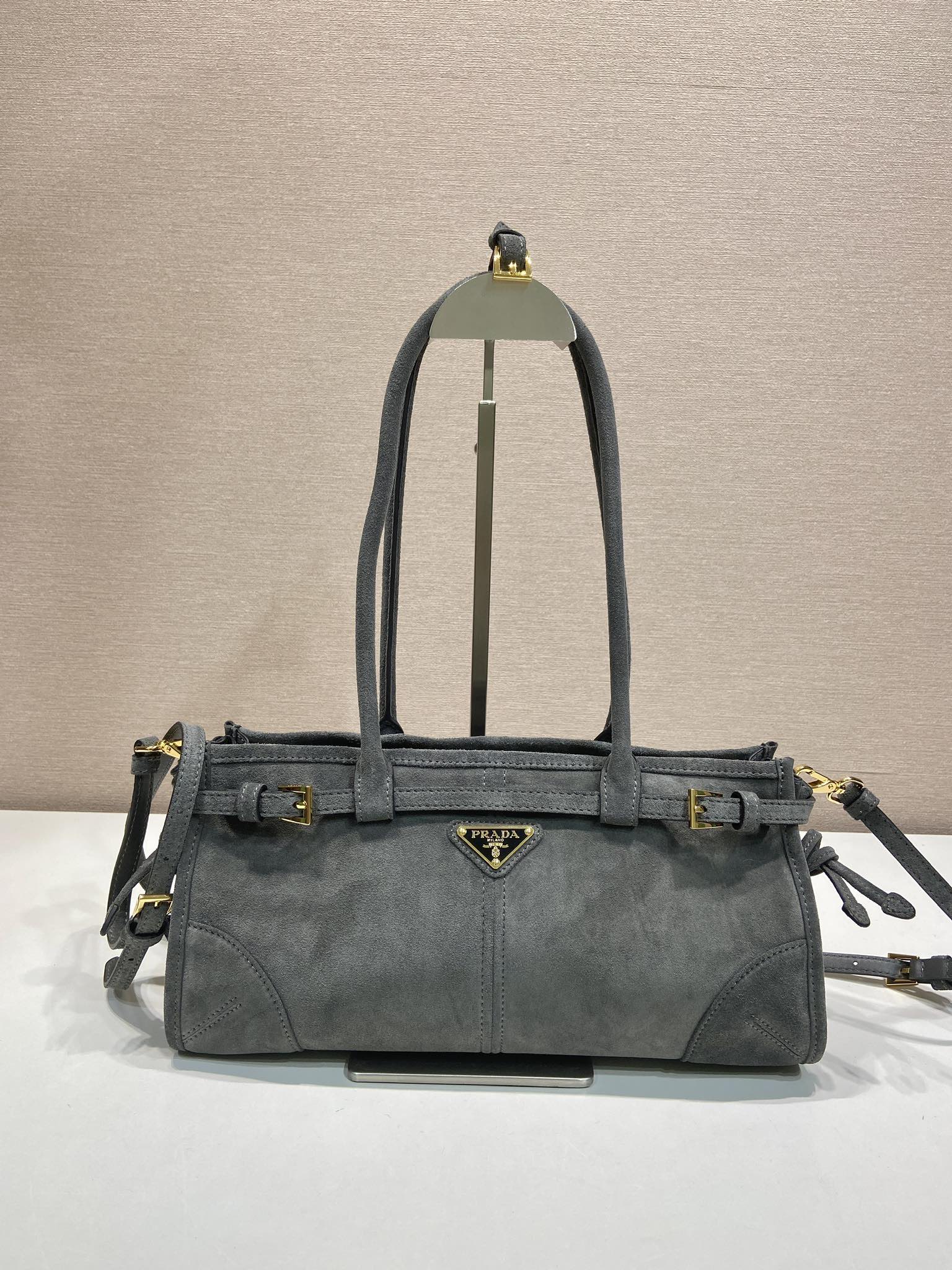 Prada Tote Bag Gray 12cm-l-s