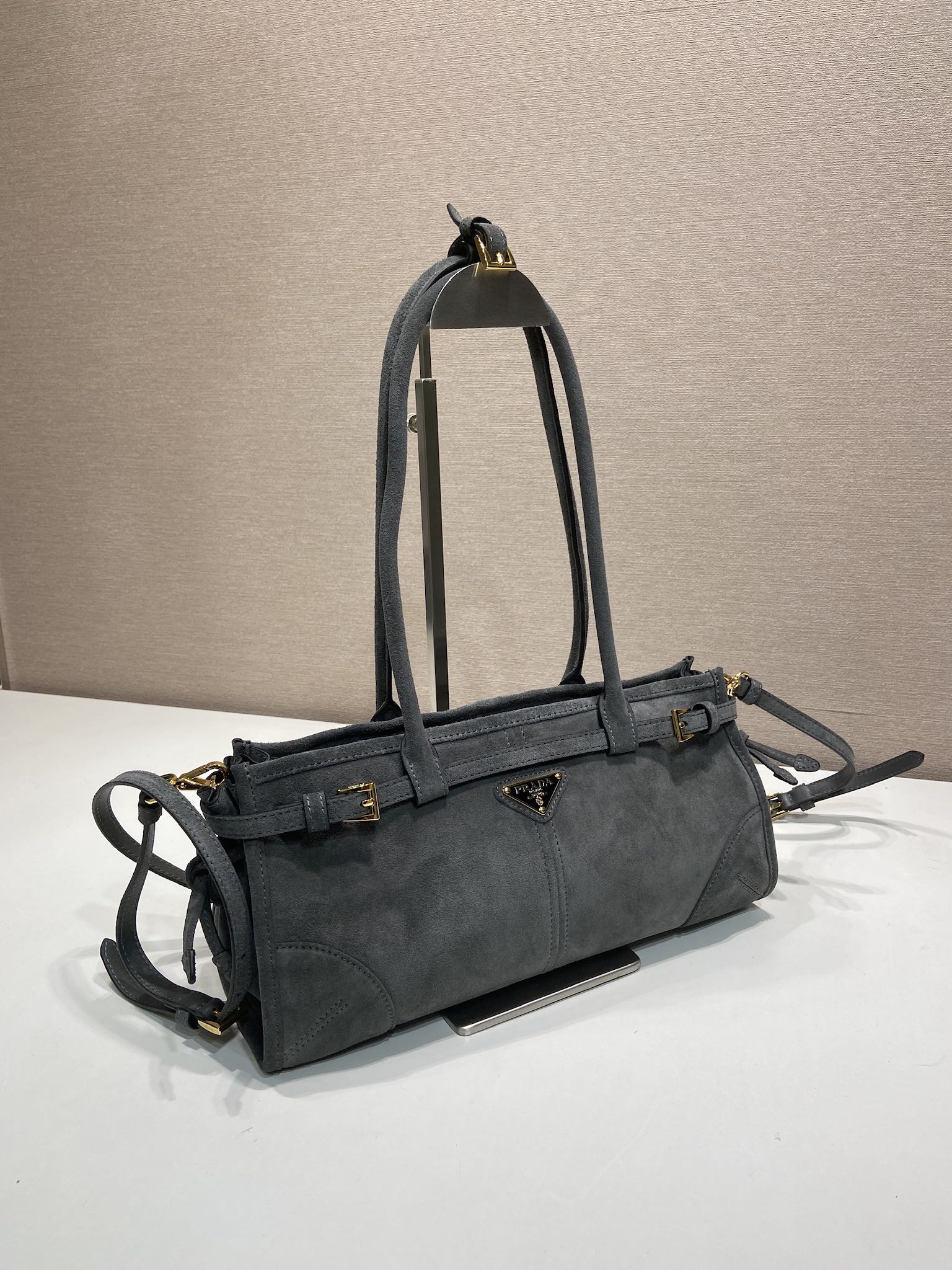 Prada Tote Bag Gray 12cm-l-s
