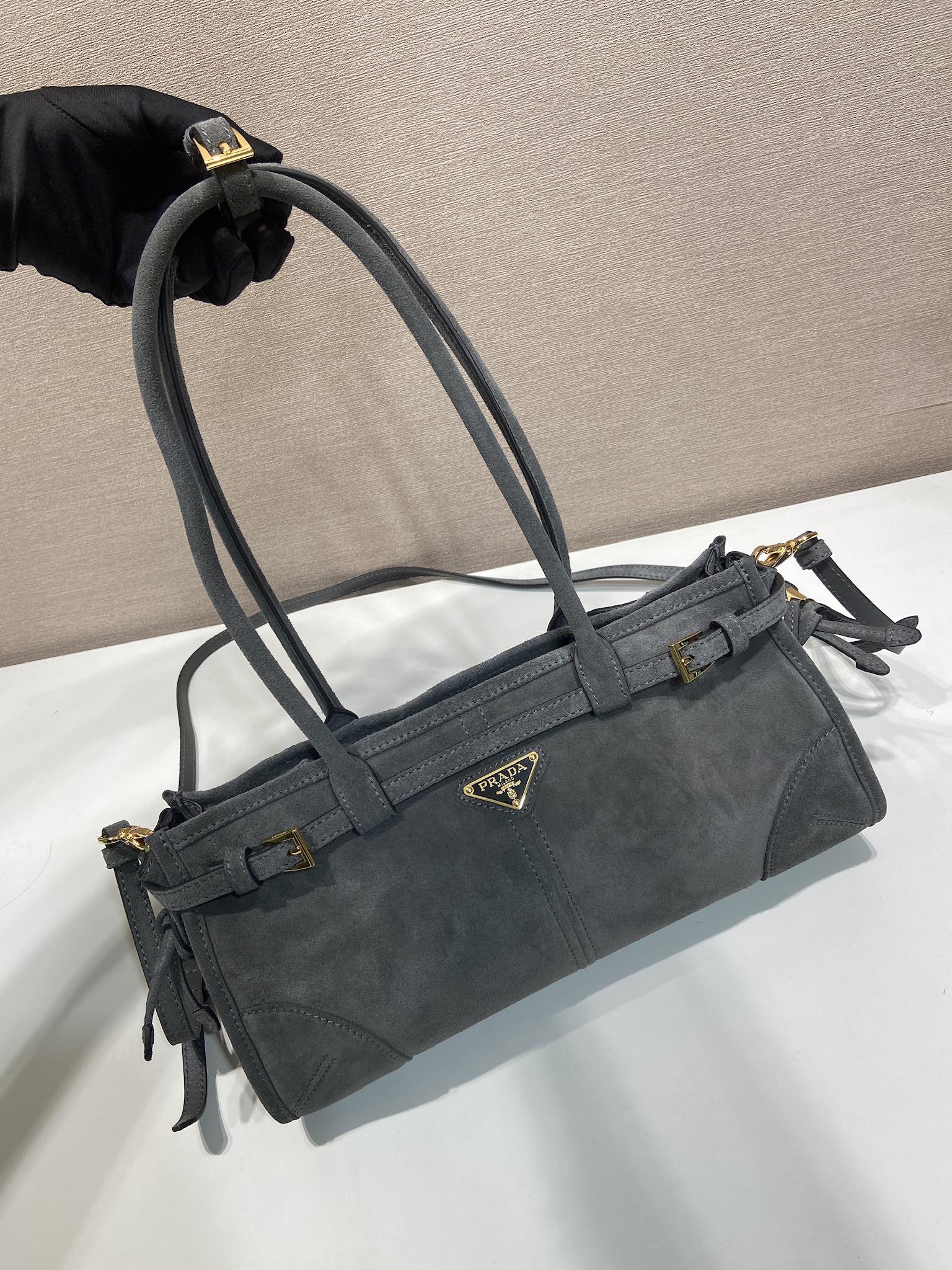 Prada Tote Bag Gray 12cm-l-s