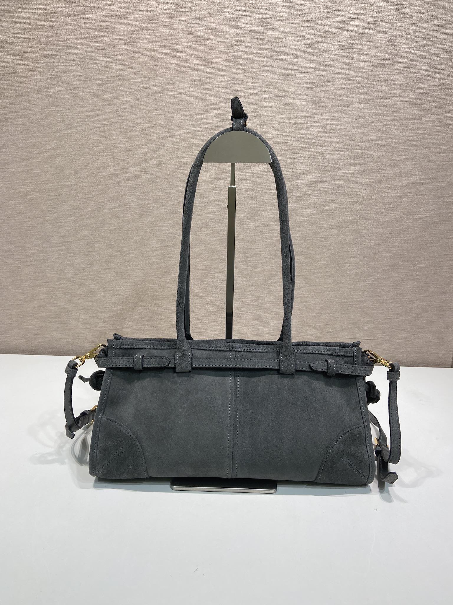 Prada Tote Bag Gray 12cm-l-s
