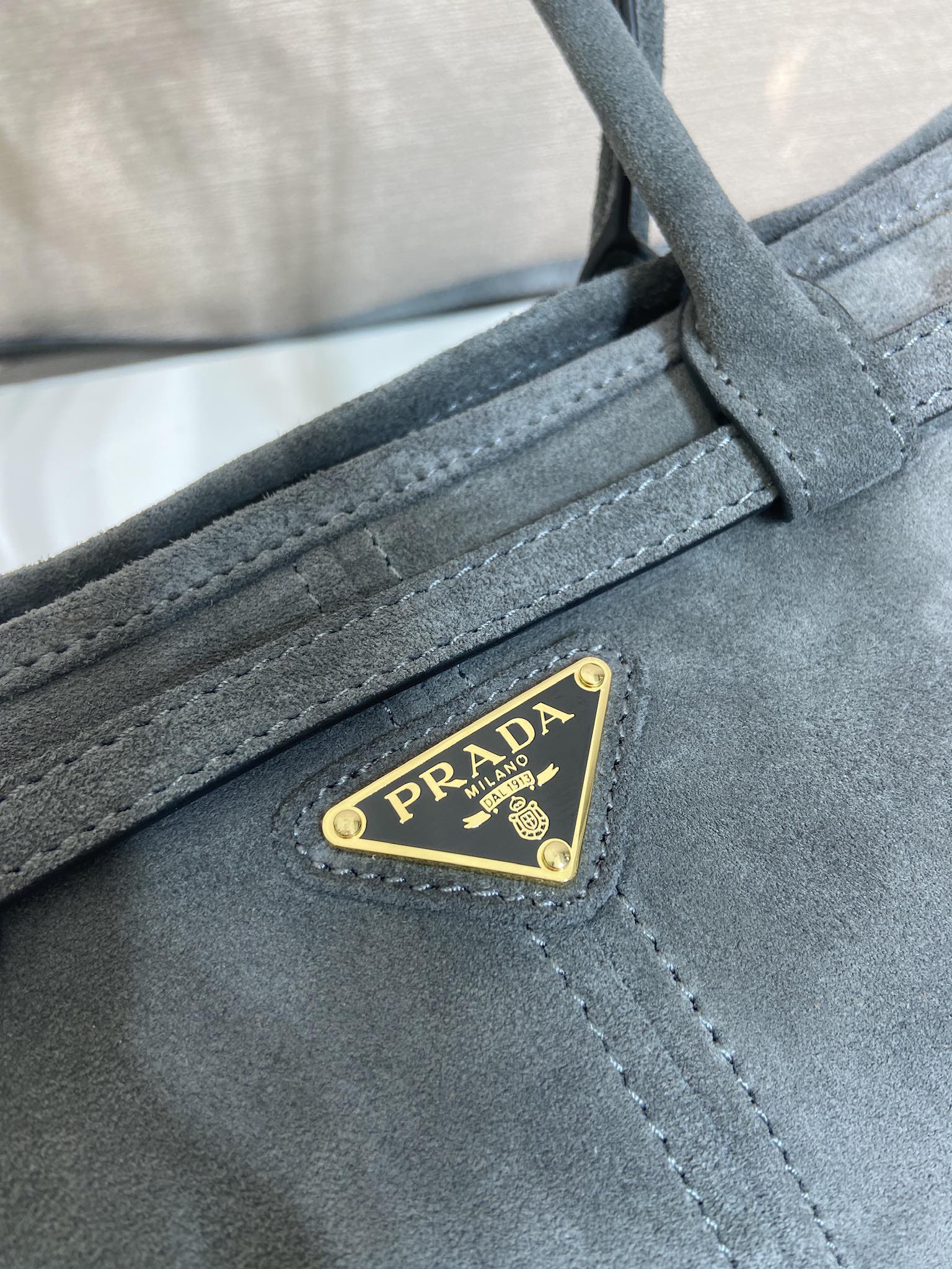Prada Tote Bag Gray 12cm-l-s