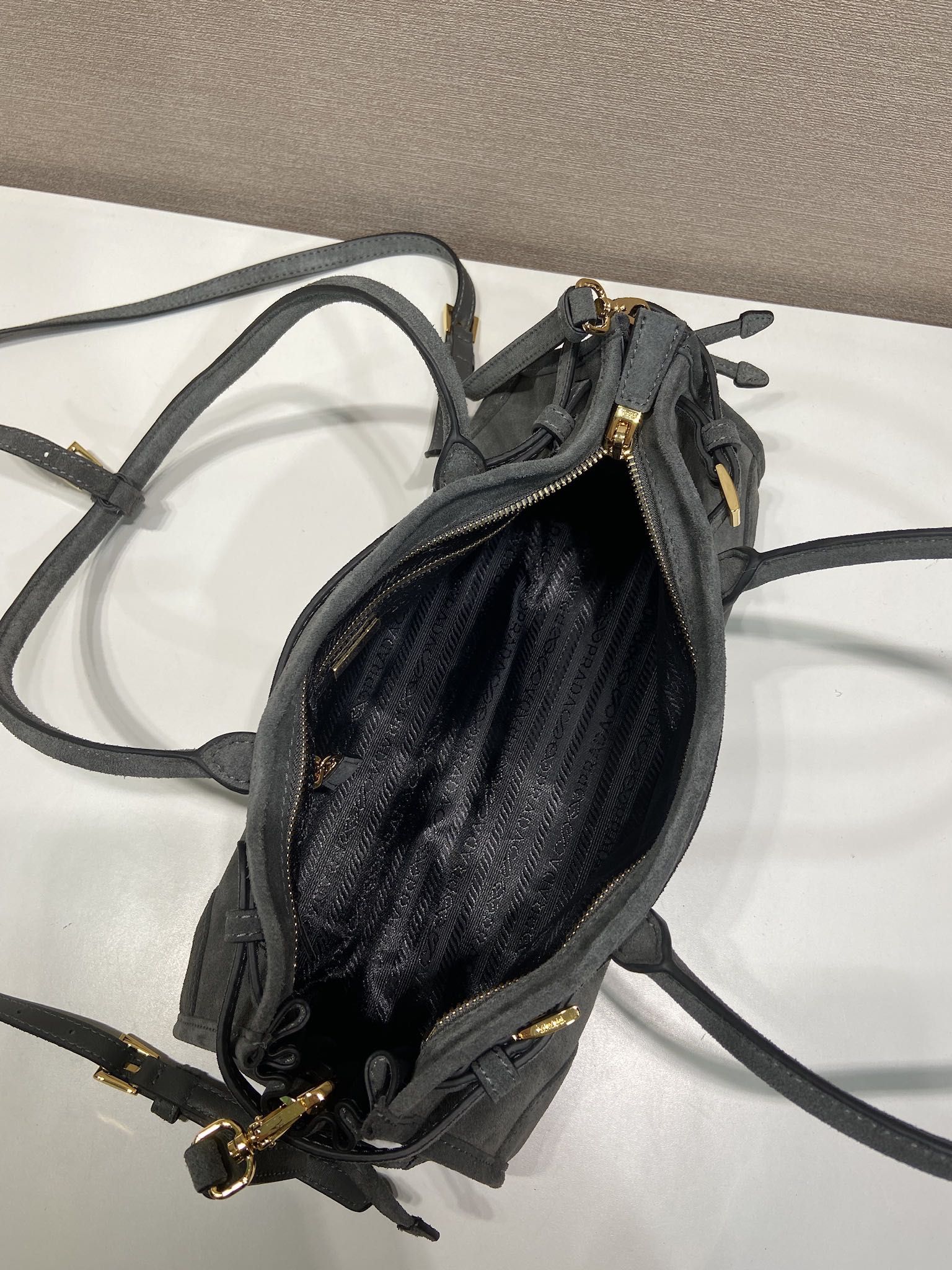 Prada Tote Bag Gray 12cm-l-s