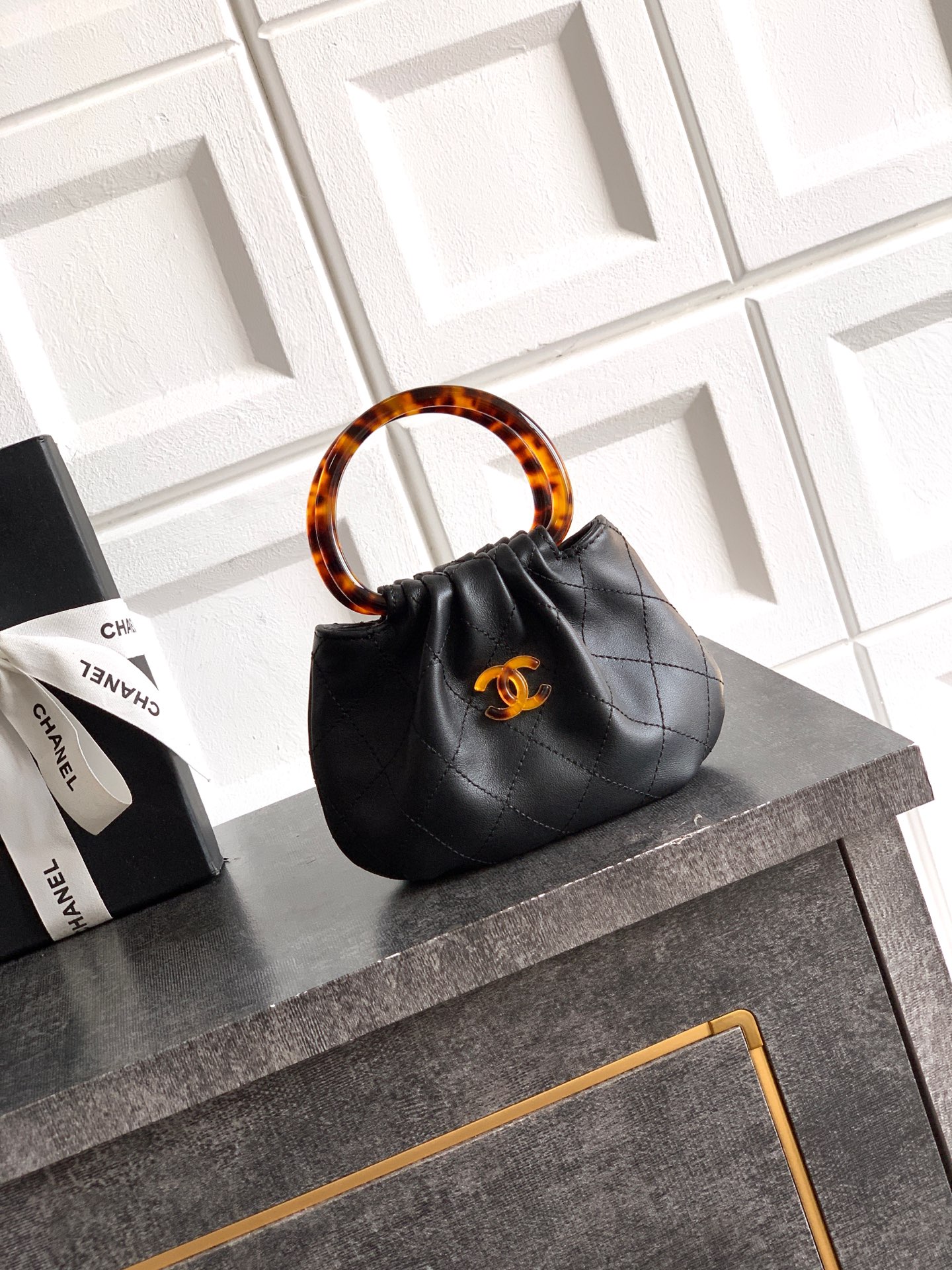 Chanel Tote Bag Sheepskin Brown M-l