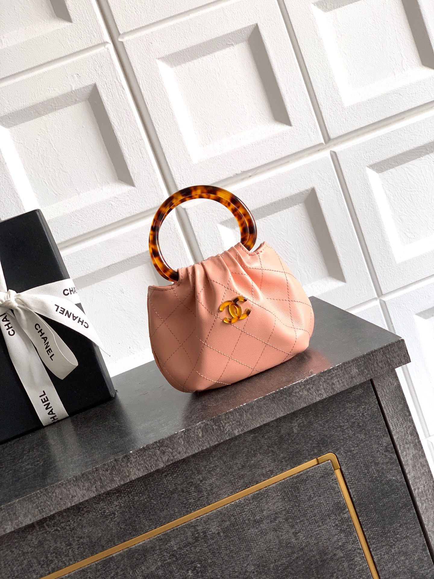 Chanel Tote Bag Sheepskin Brown M-l