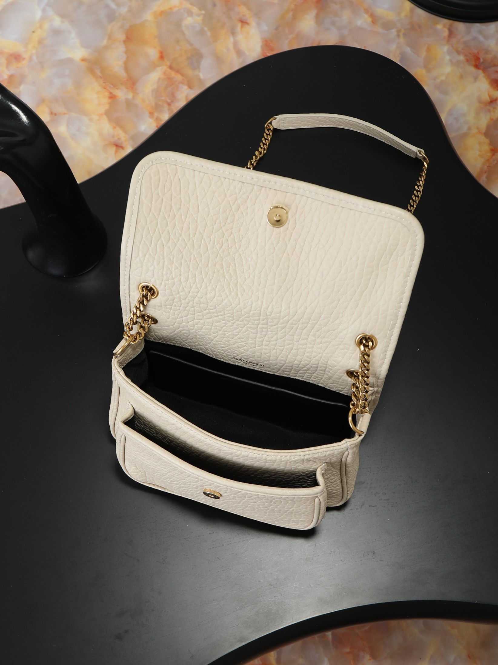 Basic Bag Sheepskin White Large Capacity 12cm-22cm