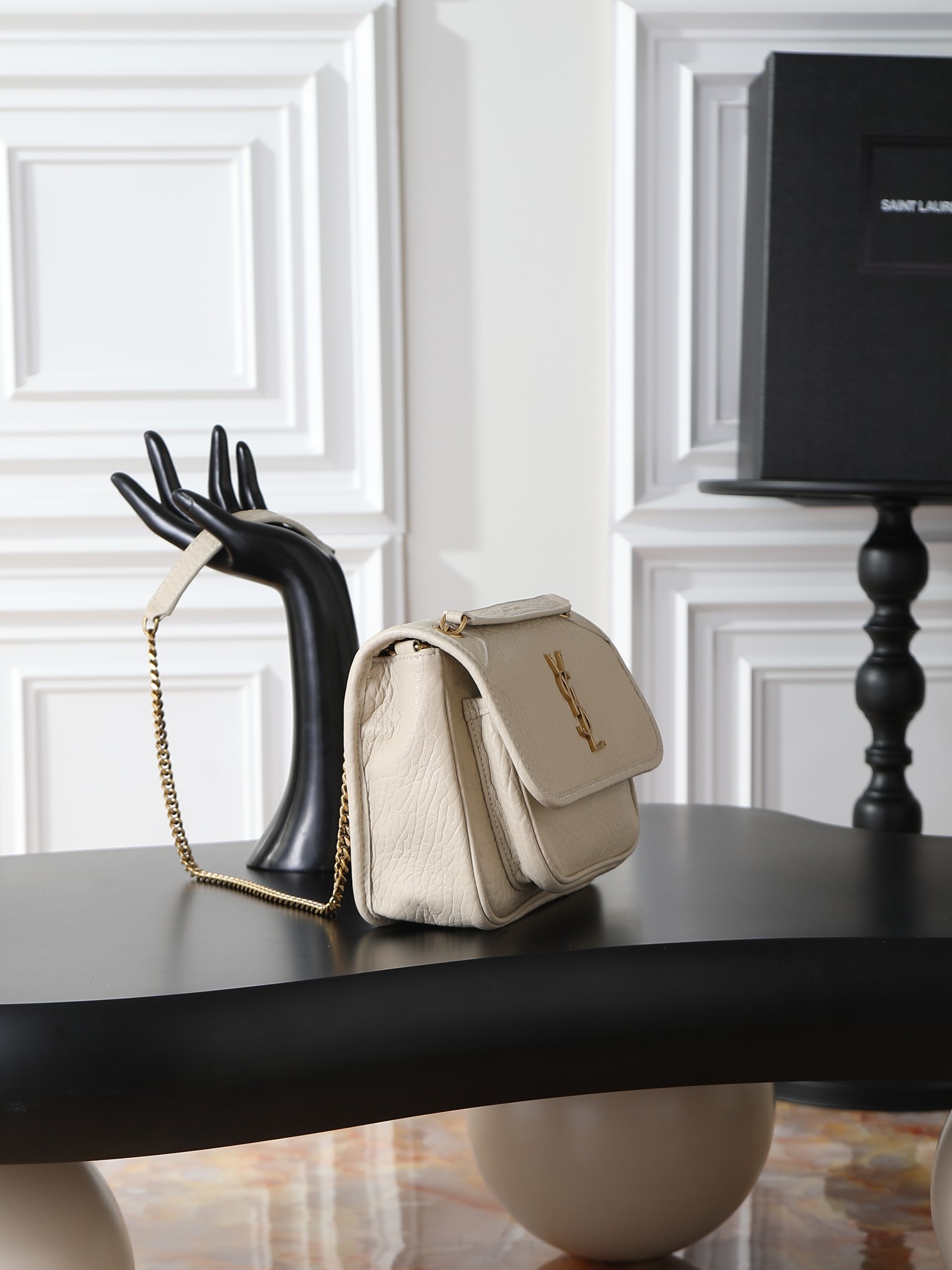 Basic Bag Sheepskin White Large Capacity 12cm-22cm