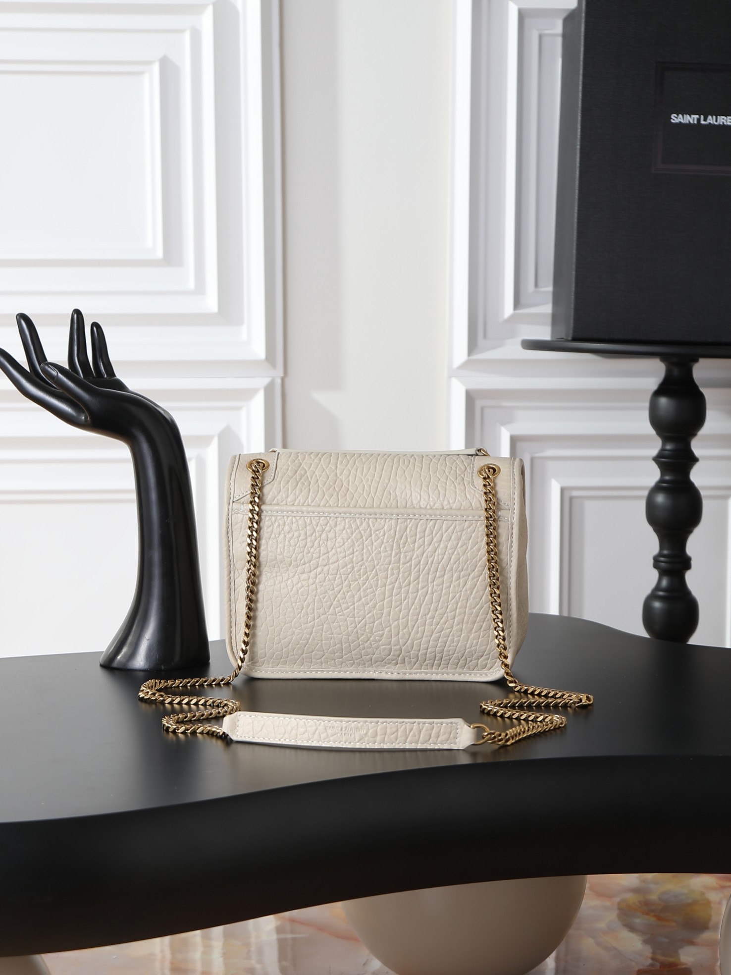 Basic Bag Sheepskin White Large Capacity 12cm-22cm