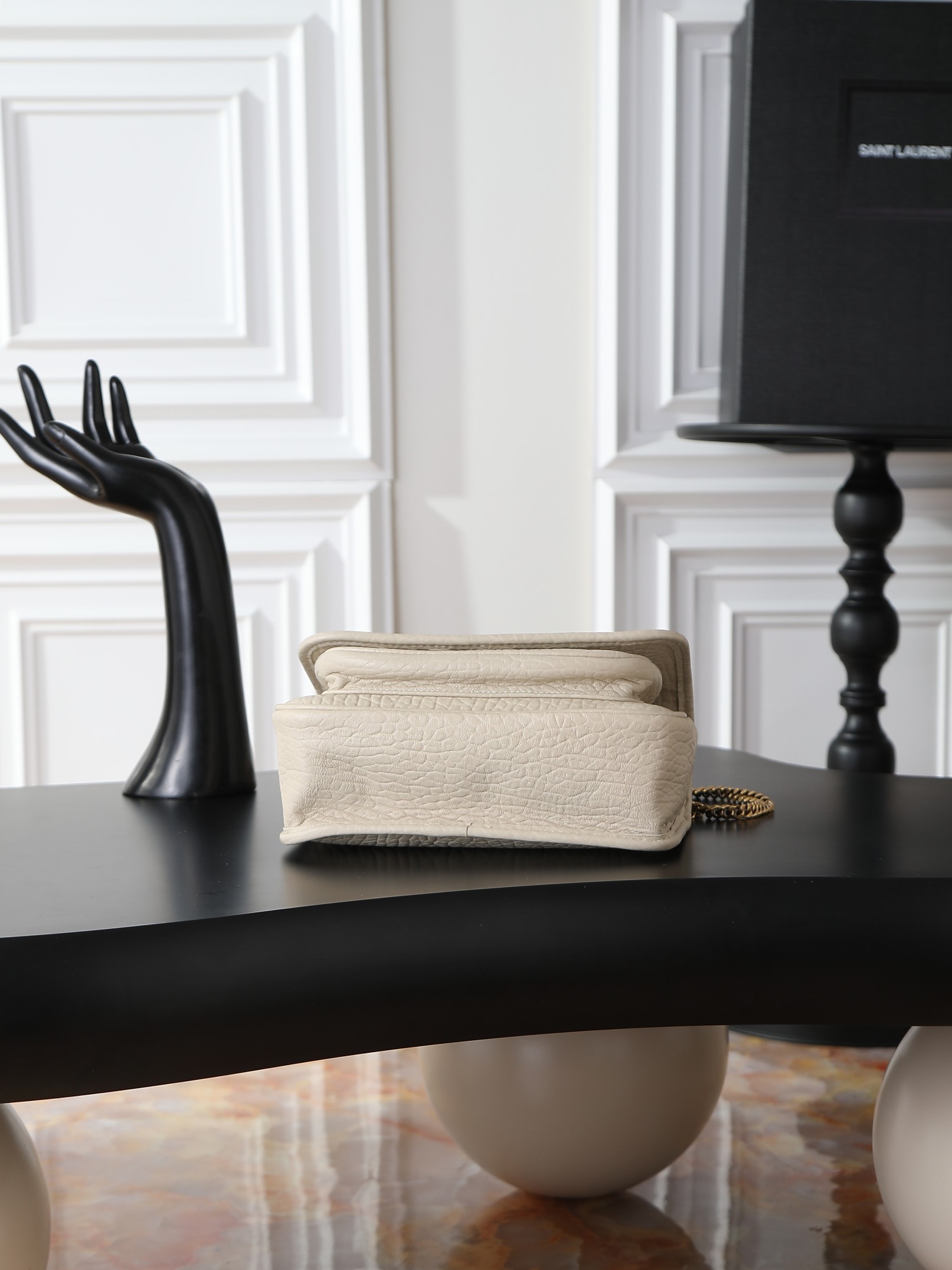 Basic Bag Sheepskin White Large Capacity 12cm-22cm